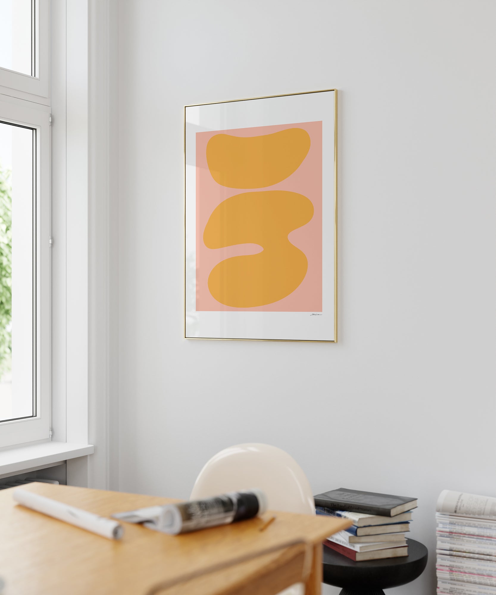 Chic duo-tone 'Two Colors Abstract v2', framed abstract prints for a versatile modern aesthetic.