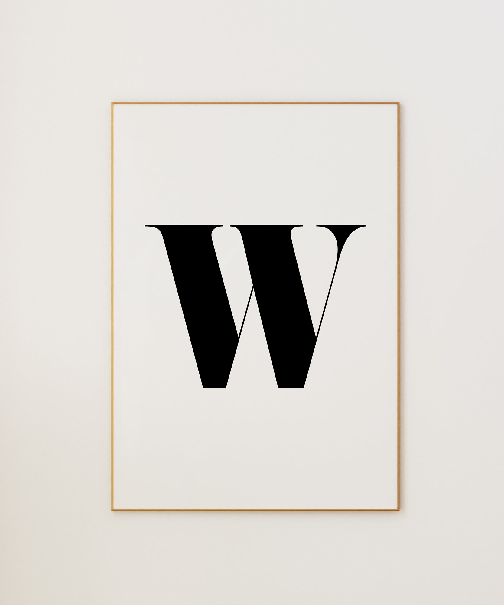 Sophisticated black and white 'W LETTER B&W' initial, modern wall decor for an elegant aesthetic edge.