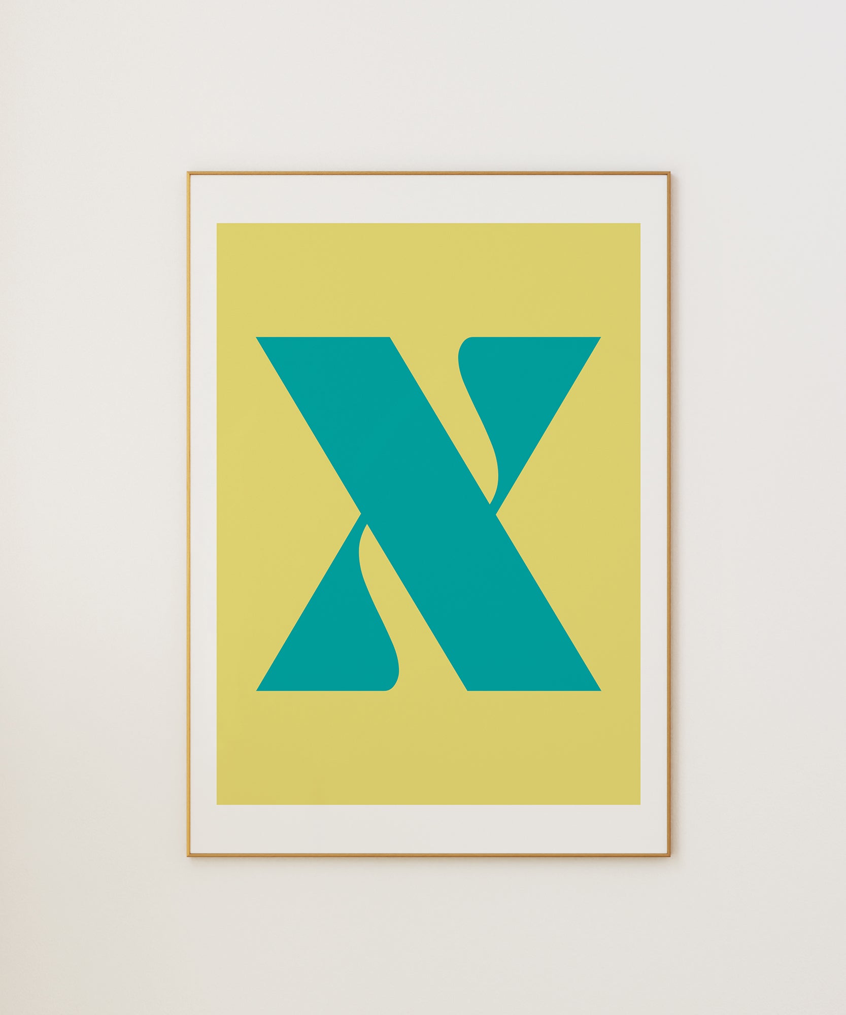Bold 'X LETTER' initial print, modern wall art for a personalized aesthetic room statement.