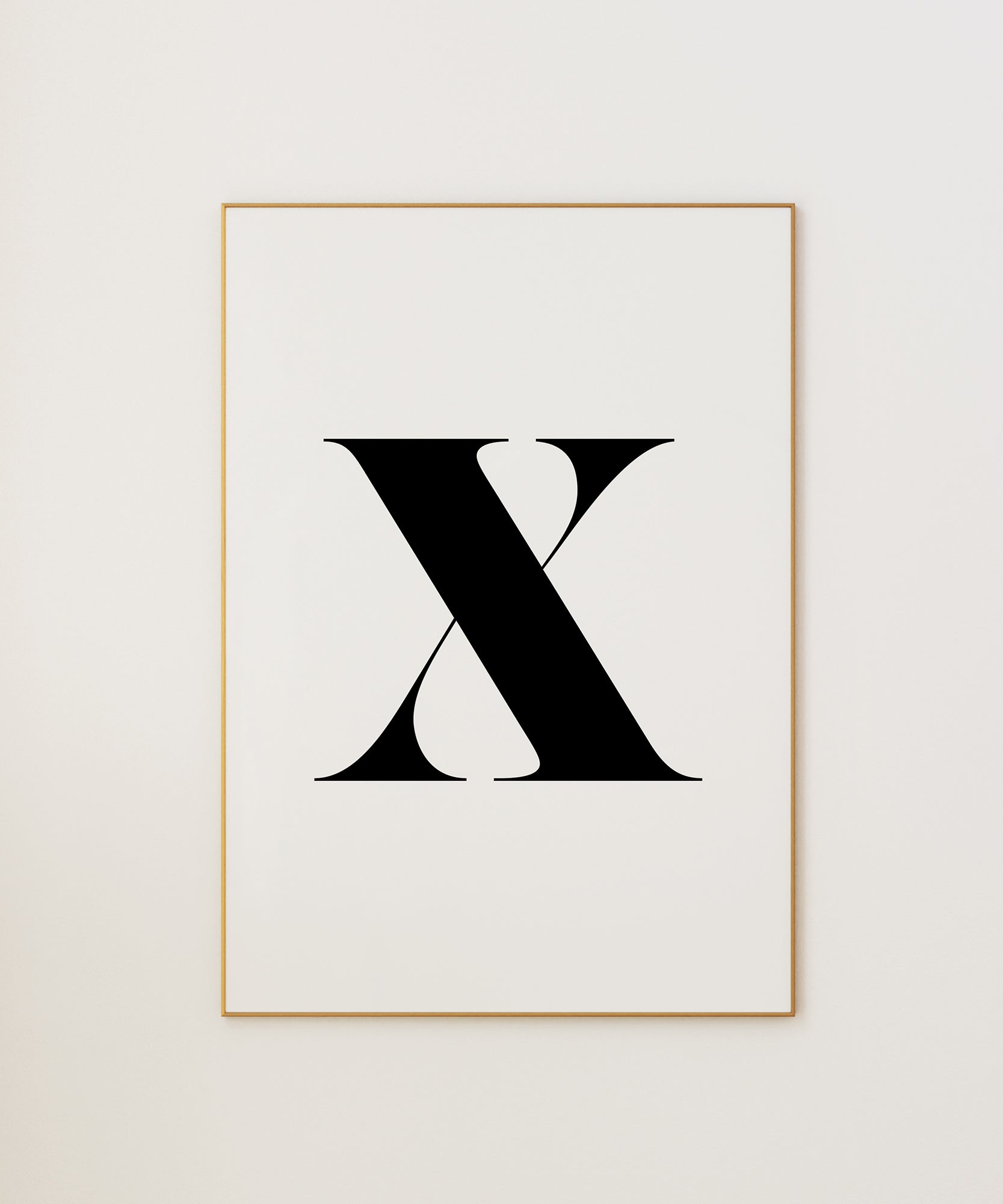 Timeless black and white 'X LETTER B&W' initial, minimalist wall art for a sophisticated interior aesthetic.