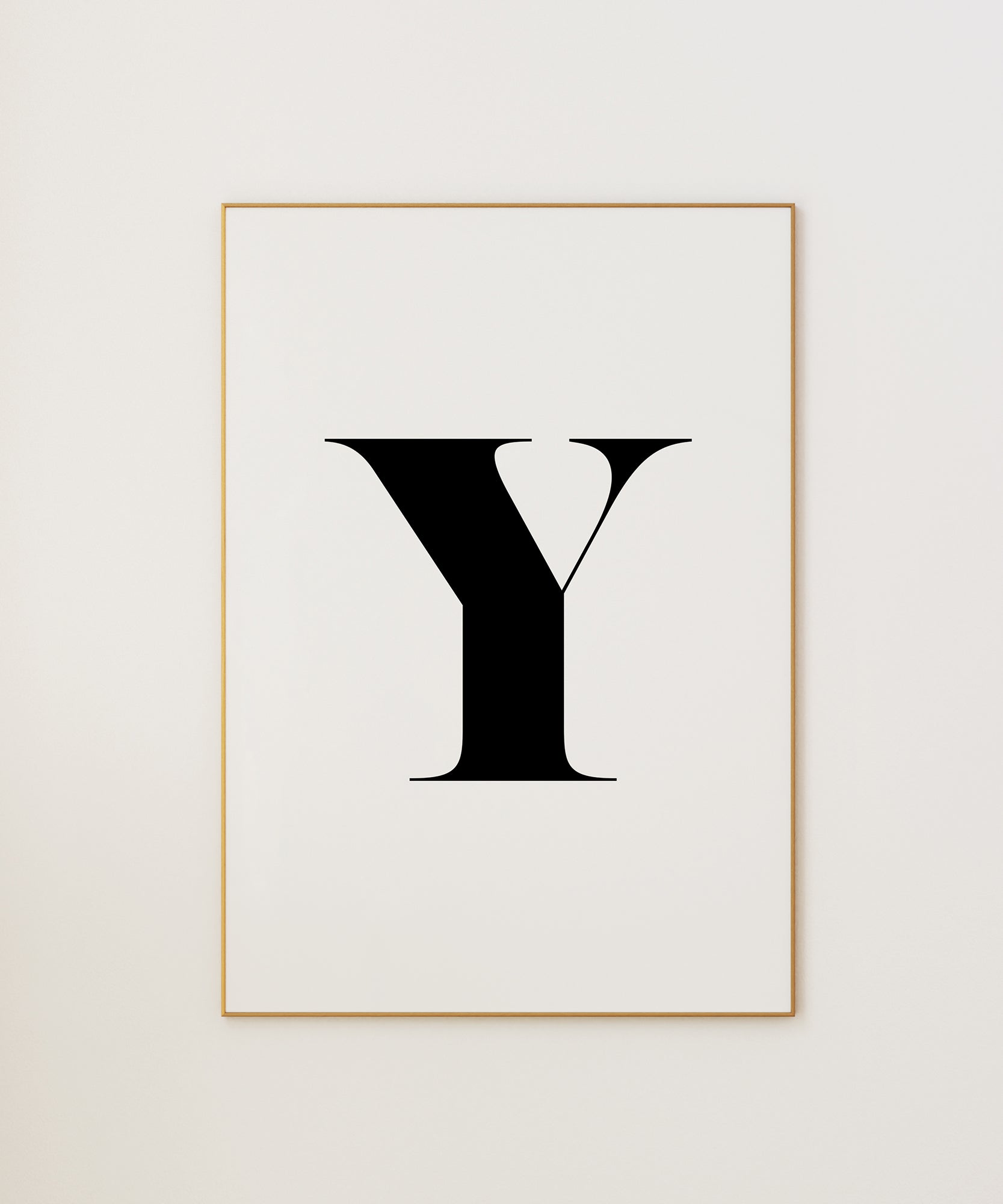 Classic black and white 'Y LETTER B&W' initial, modern wall decor for a sophisticated art aesthetic.