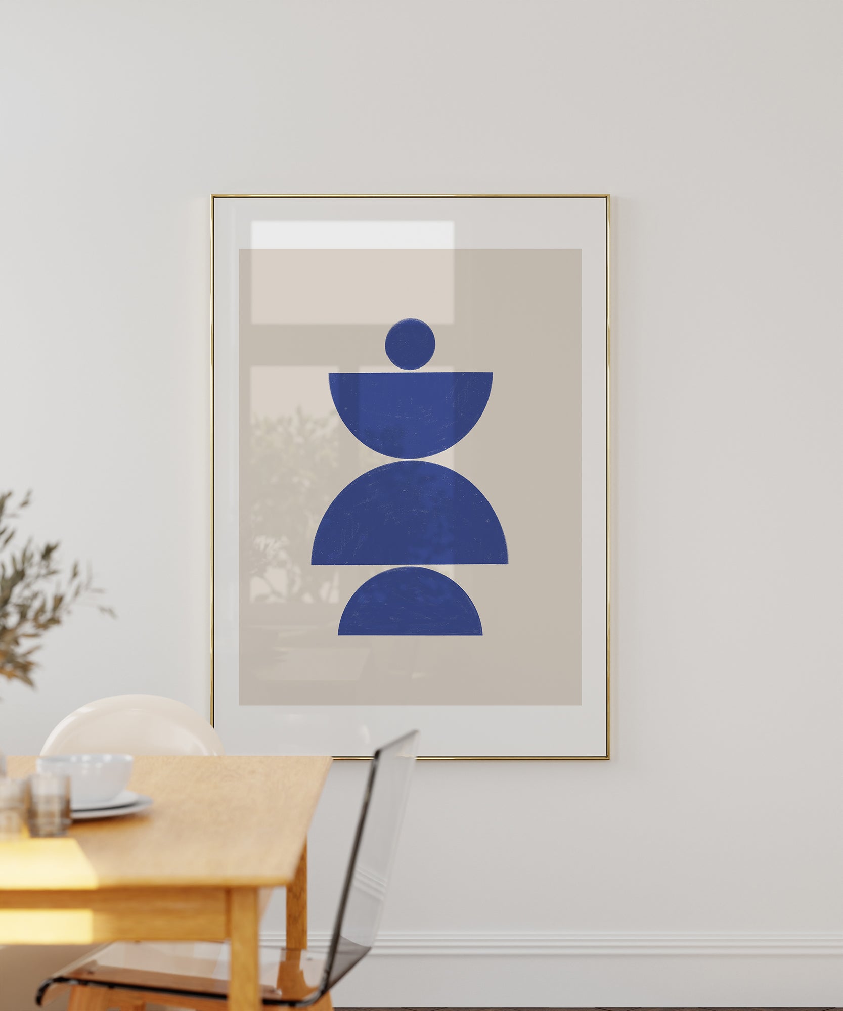 Blue Mid-Century Modern geometric 'Mid-Century Blue', framed abstract prints for a versatile aesthetic.