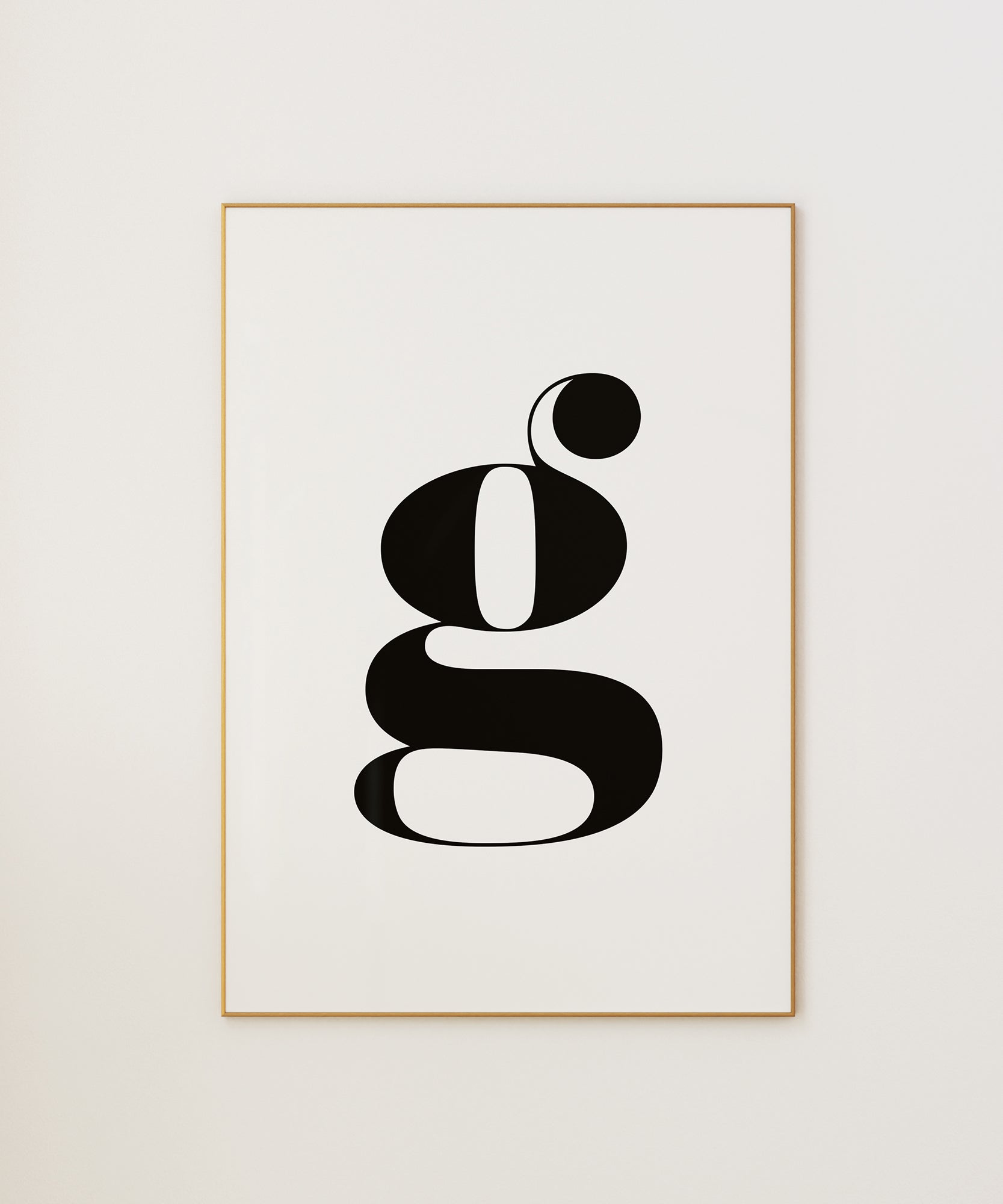 Chic lowercase 'g LETTER B&W' initial, modern wall art for a contemporary aesthetic.