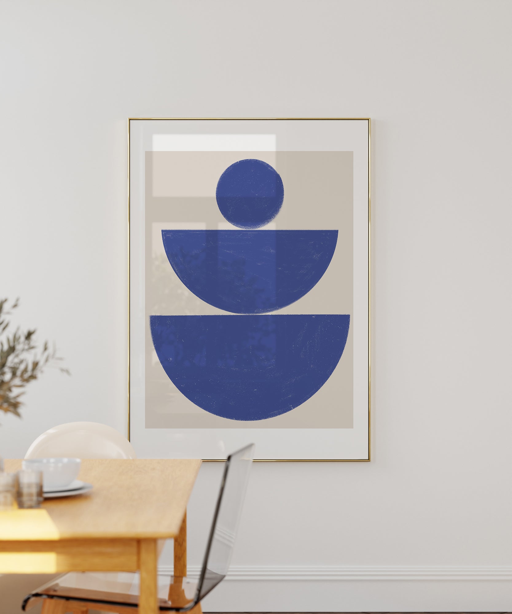 Cobalt blue Mid-Century Modern 'Mcm Cobalt Blue' abstract, minimalist wall art for a Scandinavian aesthetic.