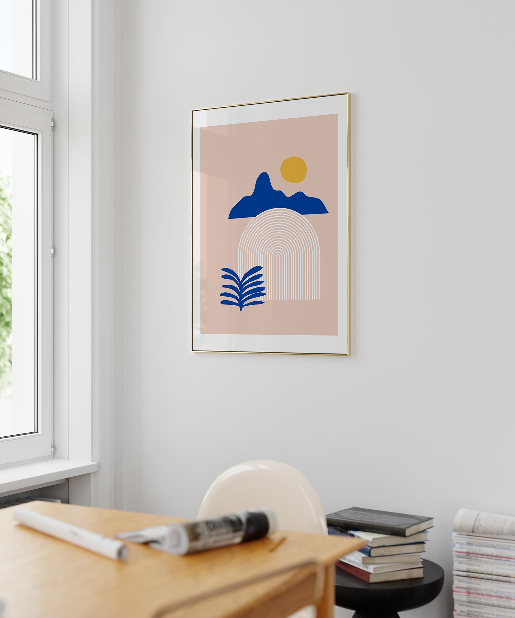 Abstract 'Countryside' landscape, serene minimalist prints for a tranquil modern aesthetic.