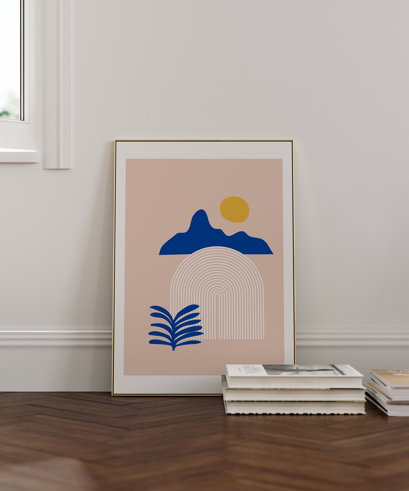Abstract 'Countryside' landscape, serene minimalist prints for a tranquil modern aesthetic.