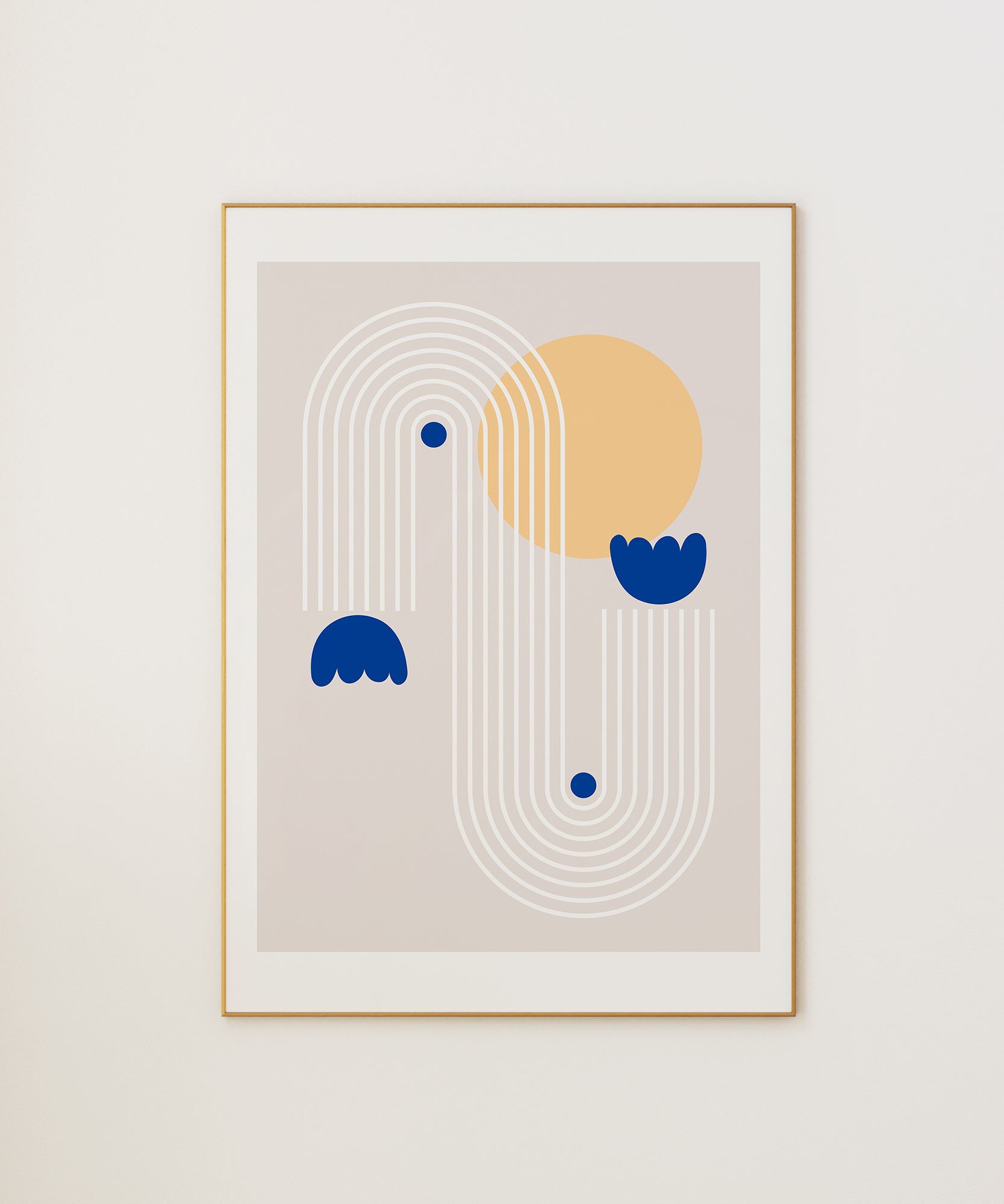 Cheerful abstract 'Sunny Day' design, framed abstract prints for a bright nursery aesthetic.