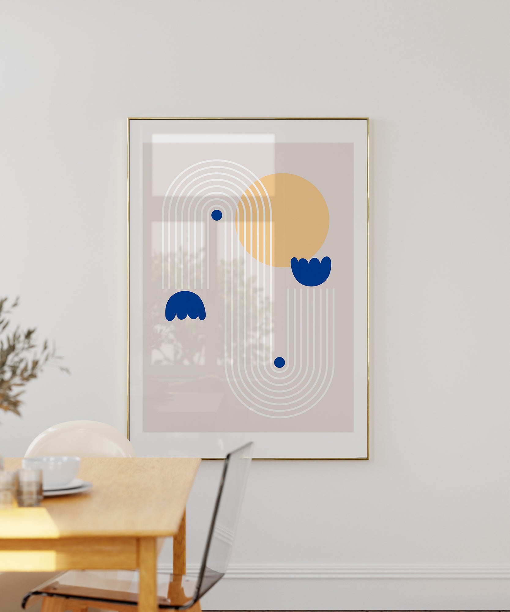 Cheerful abstract 'Sunny Day' design, framed abstract prints for a bright nursery aesthetic.
