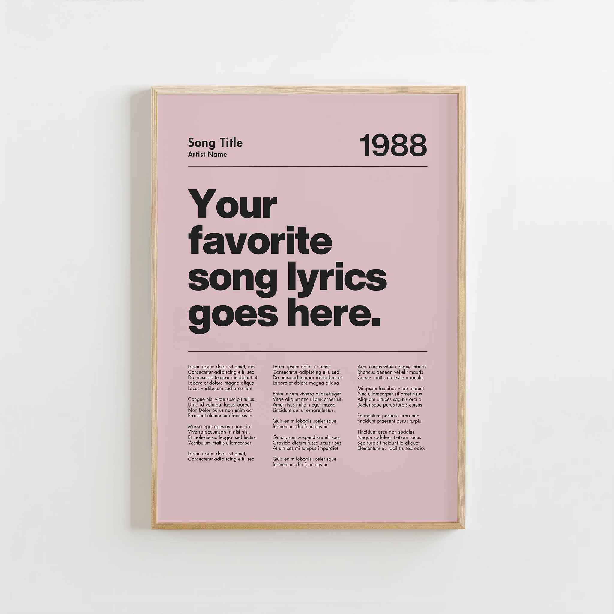 a pink poster hanging on a wall