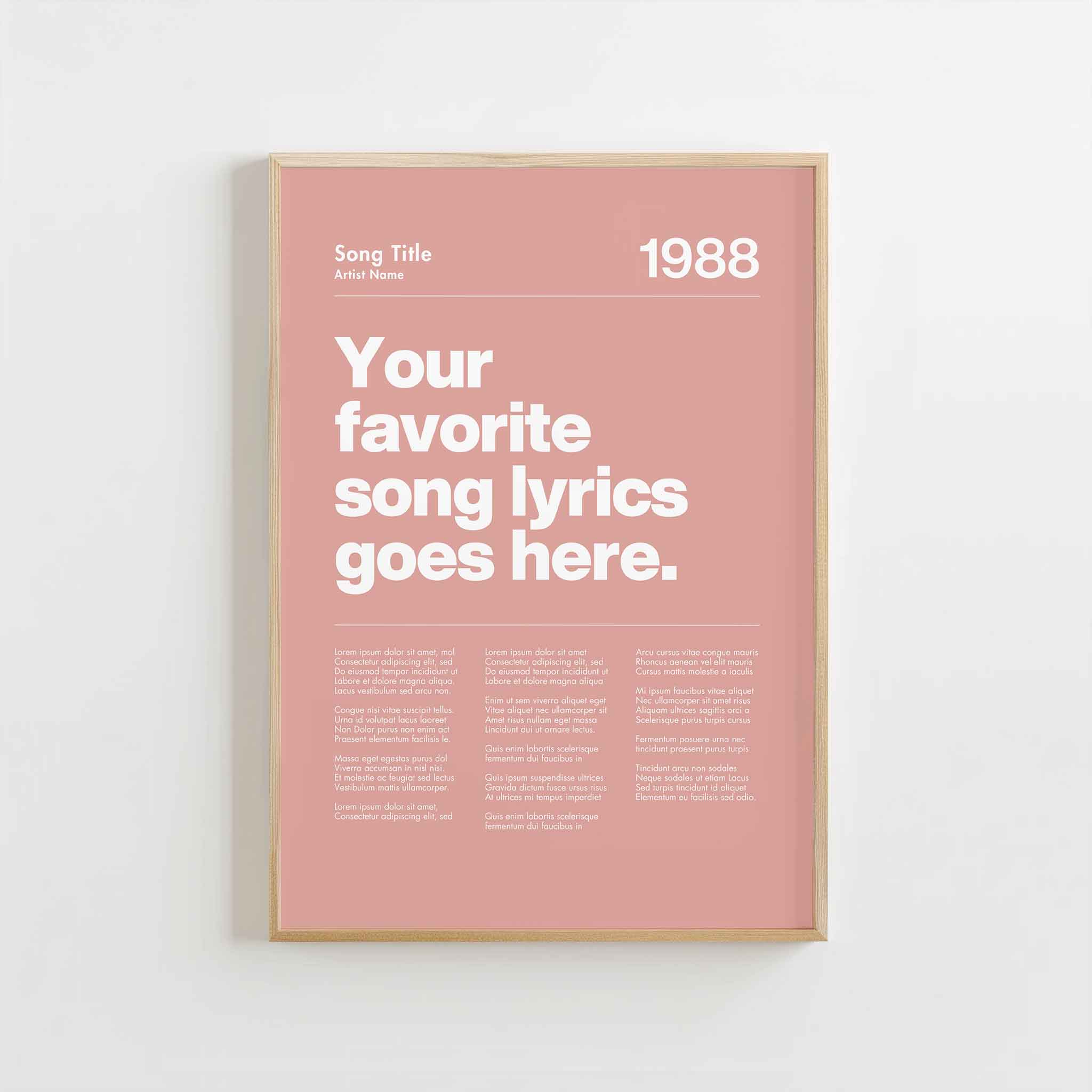 a pink poster with the words your favorite song lyrics goes here