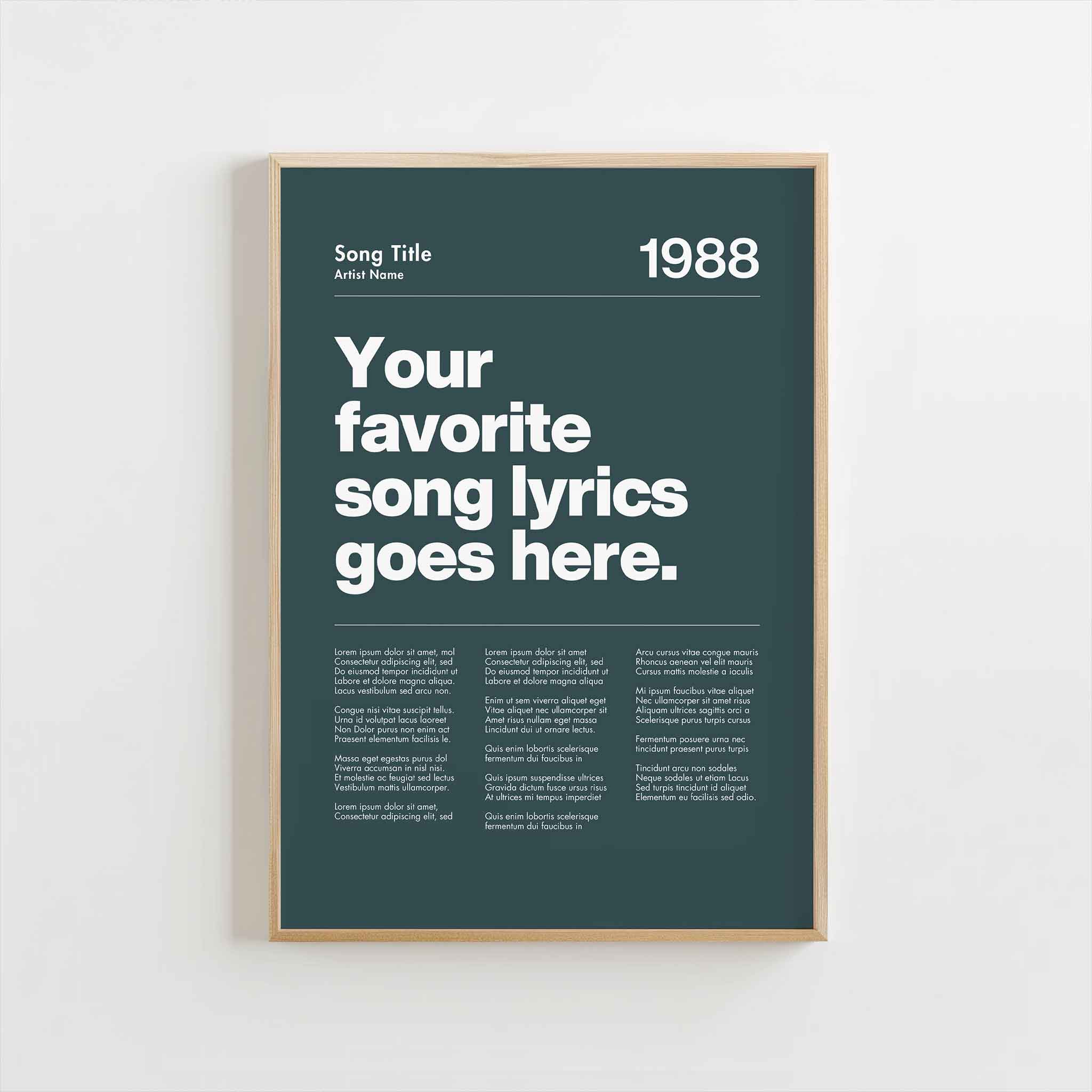 a black and white poster with the words your favorite song lyrics goes here