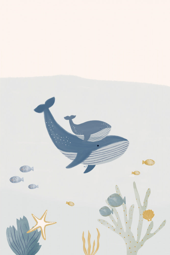Underwater Whale Family
