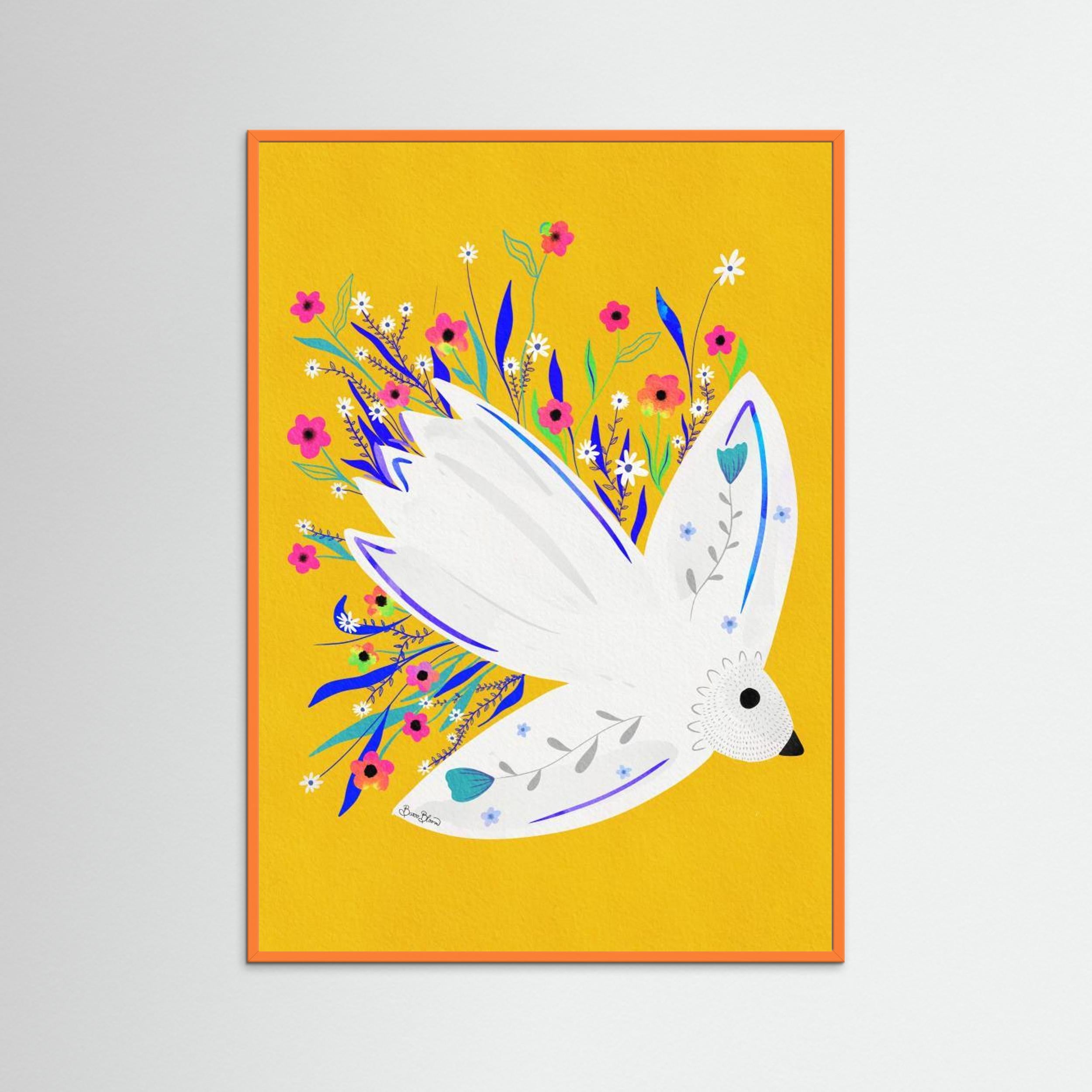 Bird in Flowers illustration by Baroo Bloom