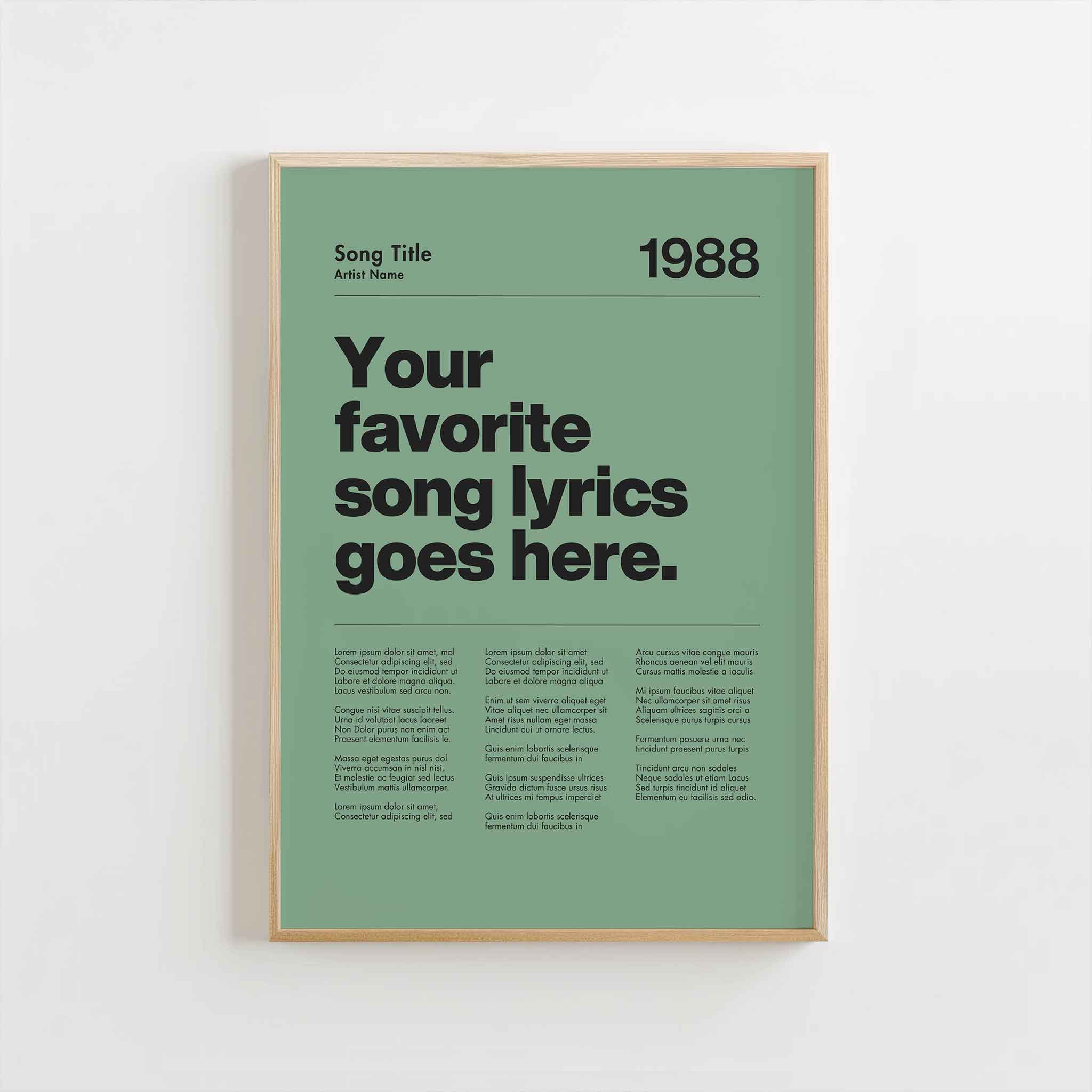 a green poster hanging on a wall