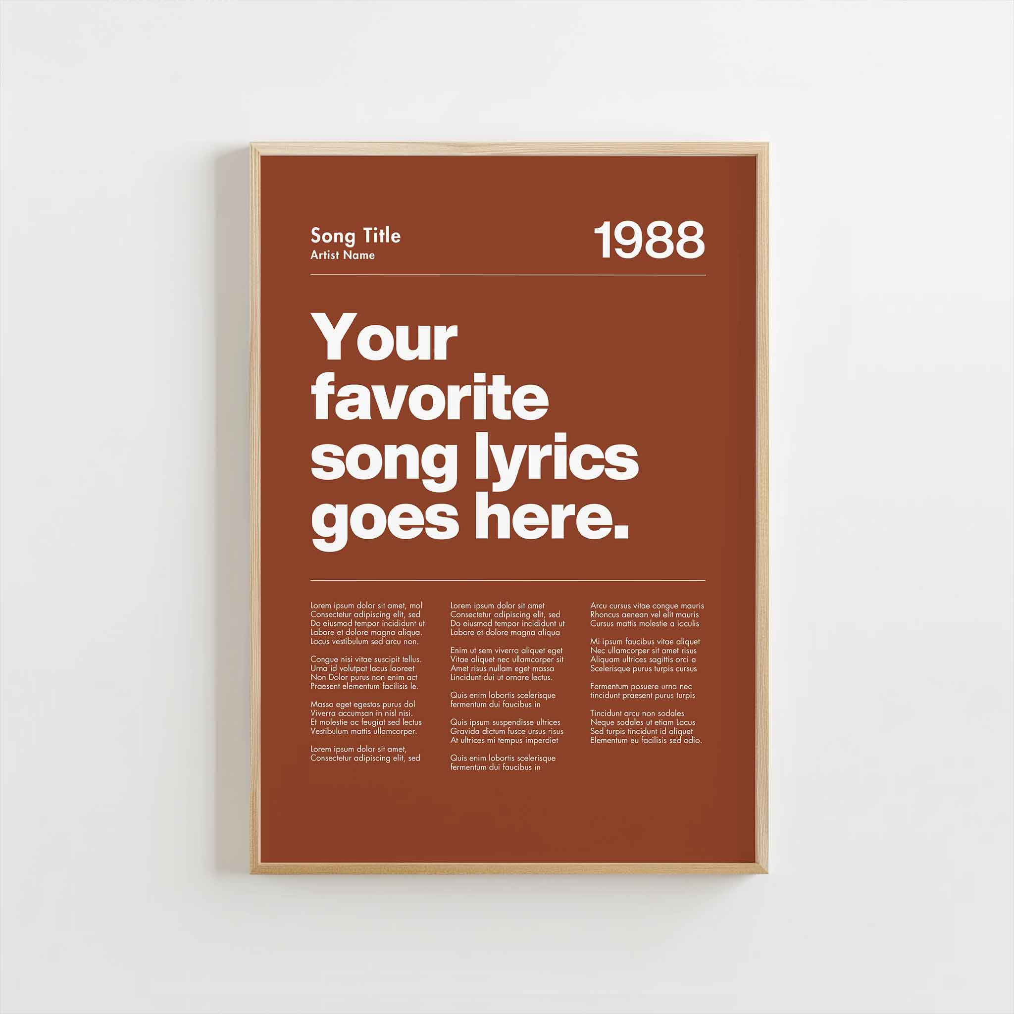 a poster with the words your favorite song lyrics goes here