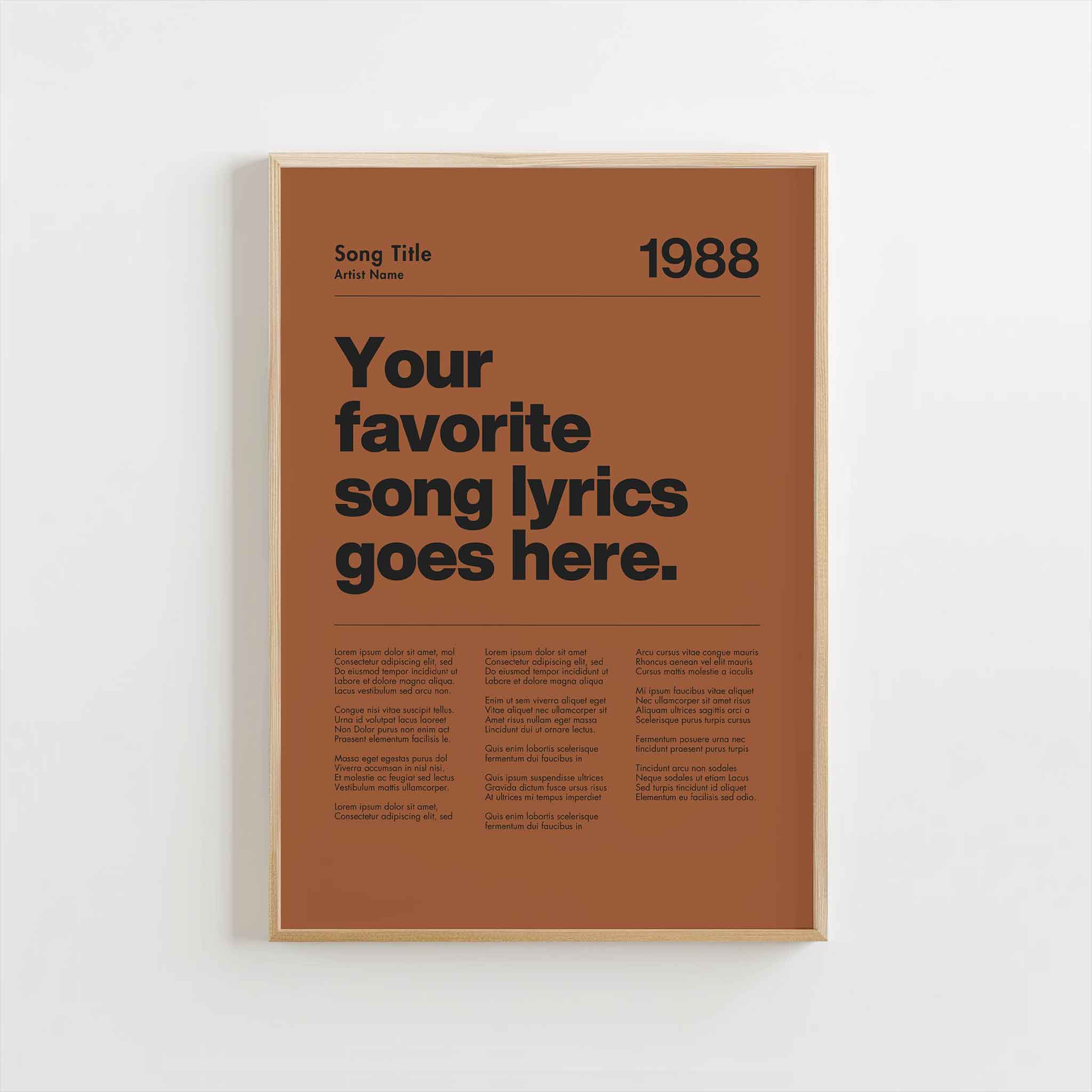 a poster with the words your favorite song lyrics goes here