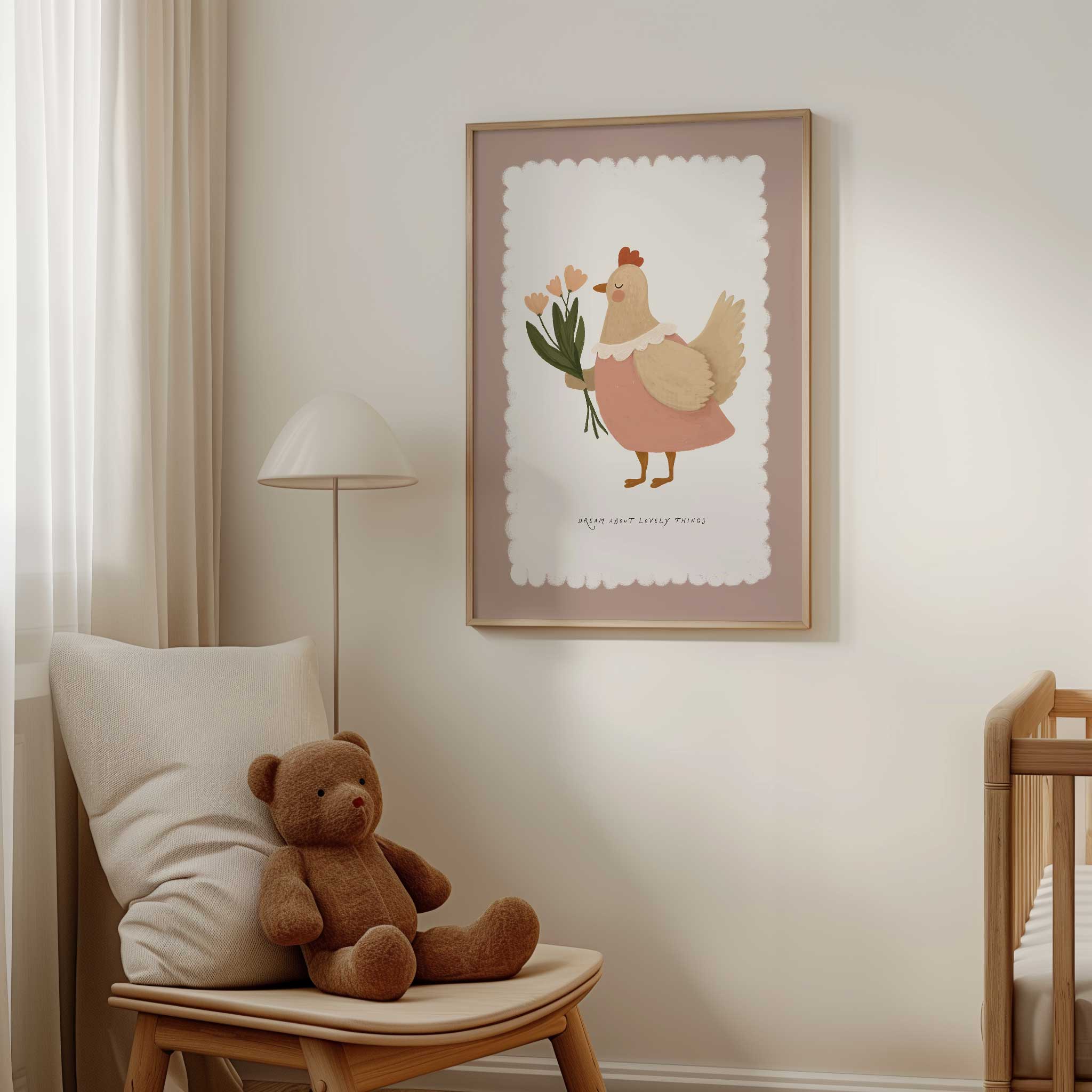 Gentle Hen 'Dream About Lovely Things' with florals, peaceful aesthetic print for cozy kids bedroom