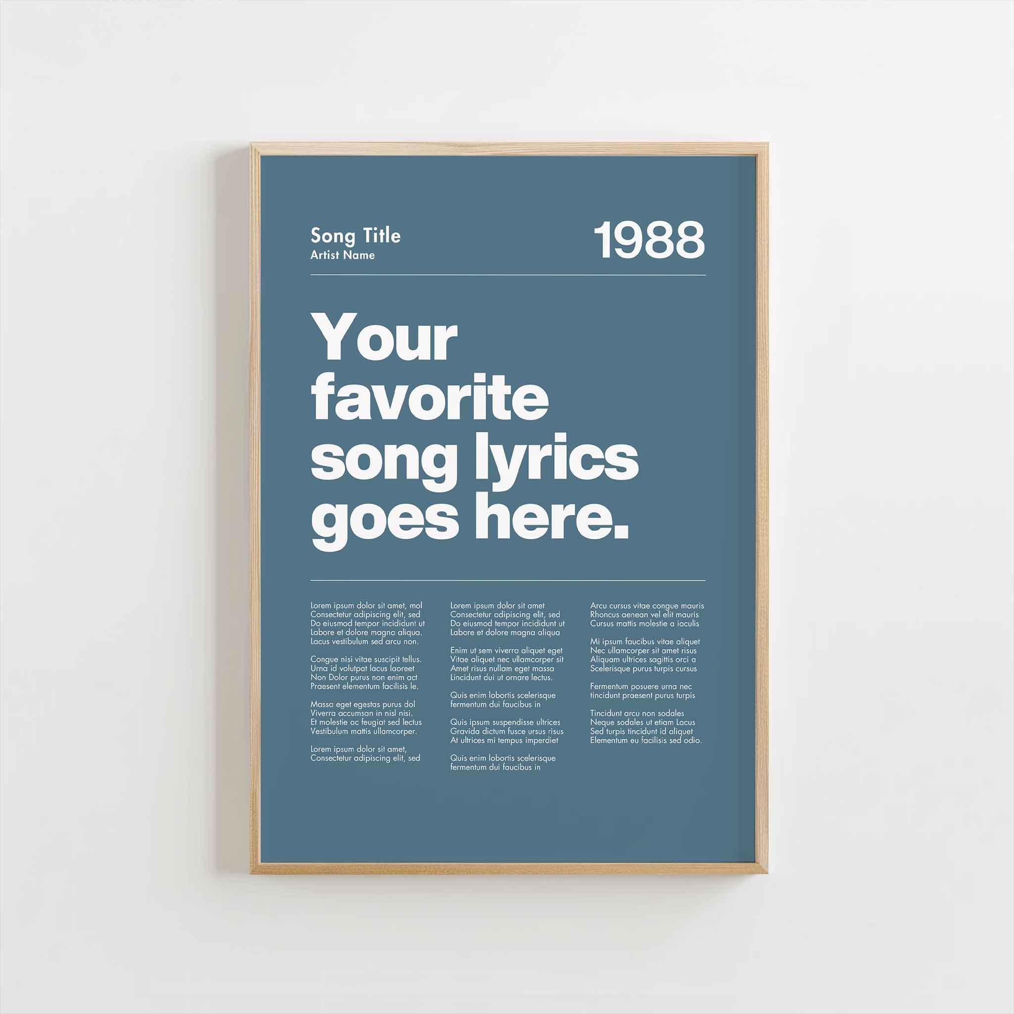 a blue poster hanging on a wall