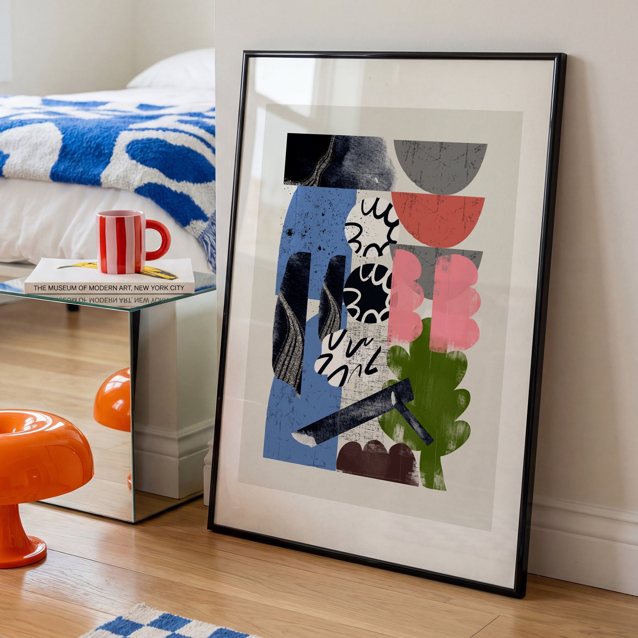 Abstract Shape Collage In Blue by Little Dean