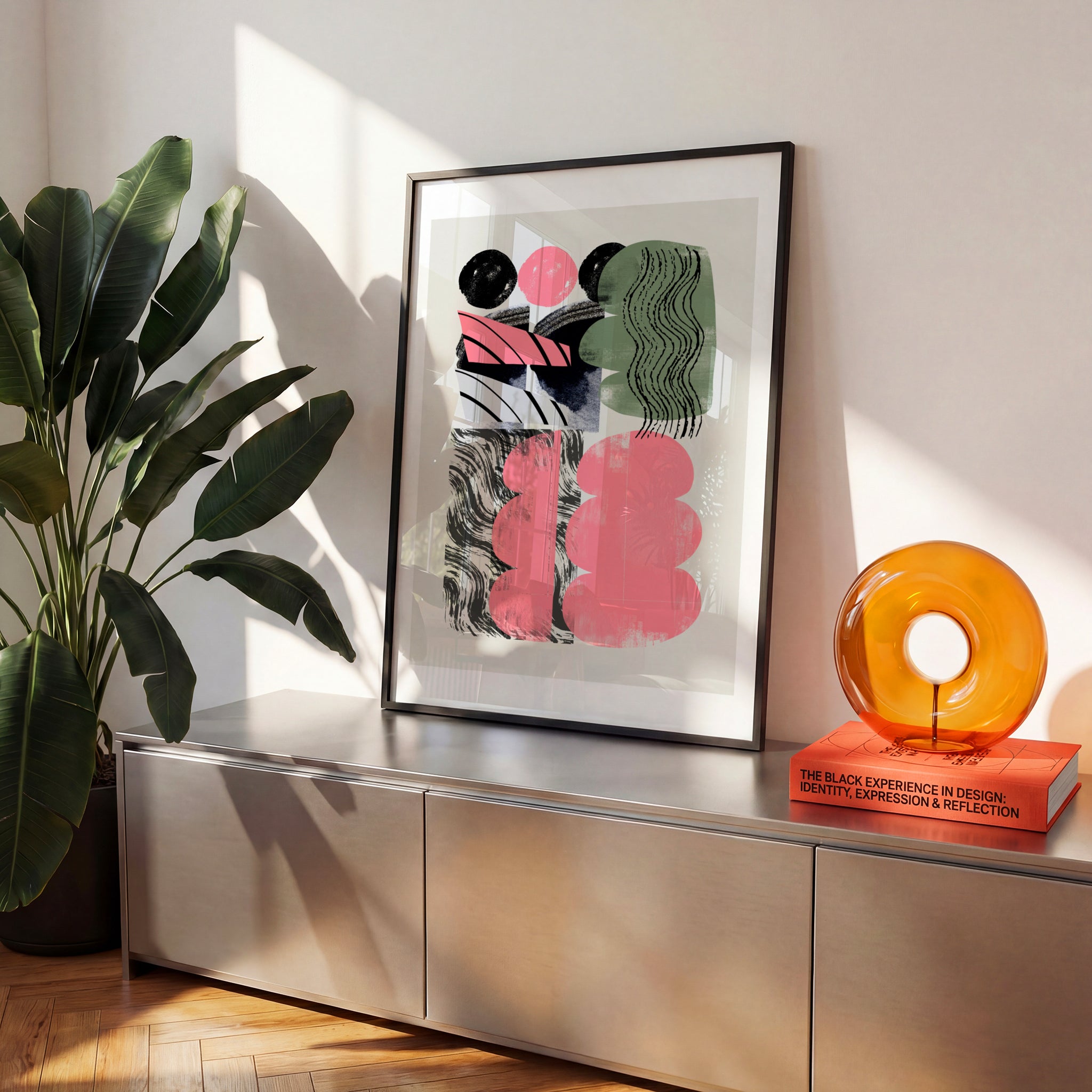 Abstract Shape Collage In Pink by Little Dean