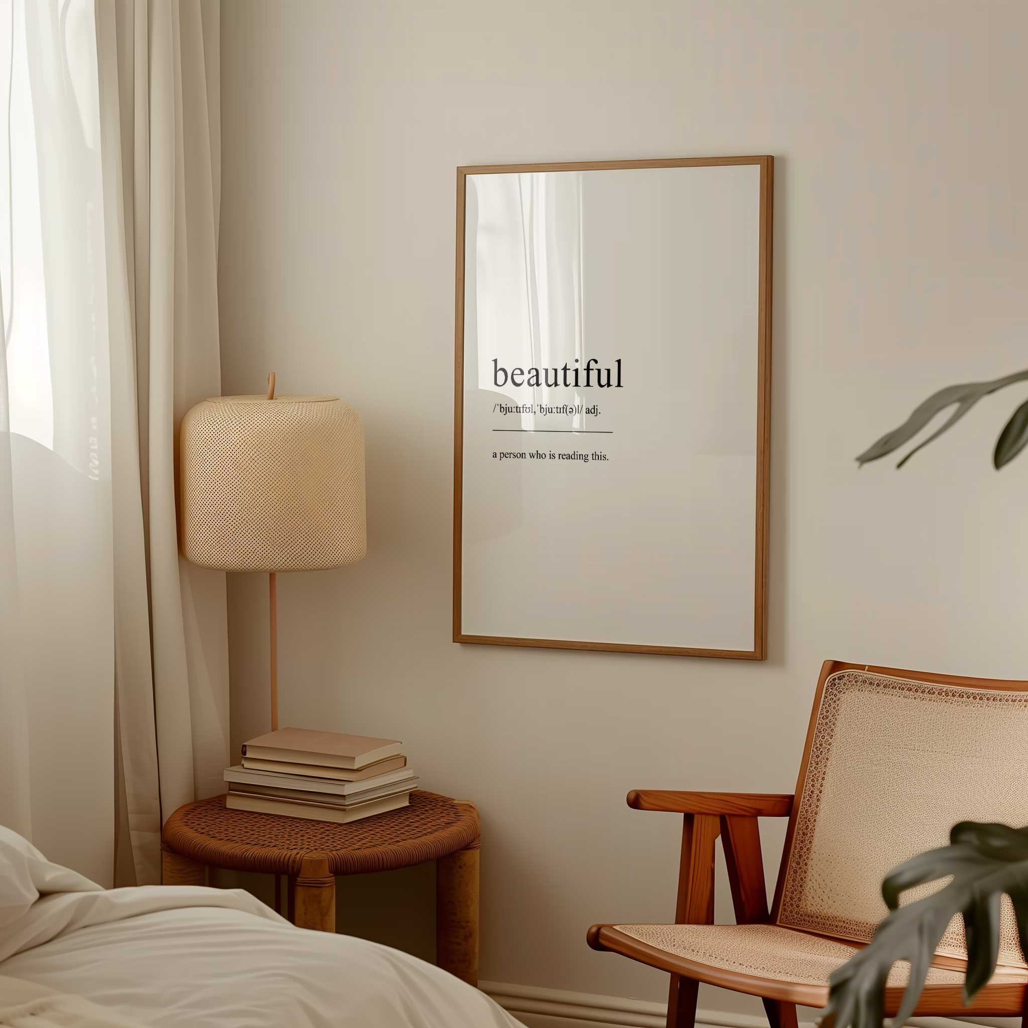 Beautiful Definition' typography, minimalist wall art print for living room motivation, titled 'Beautiful Definition'