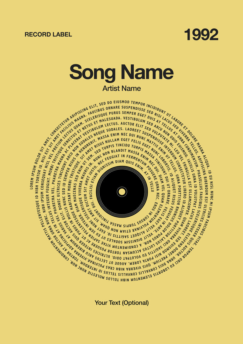 Custom Vinyl Lyrics Print – Yellow