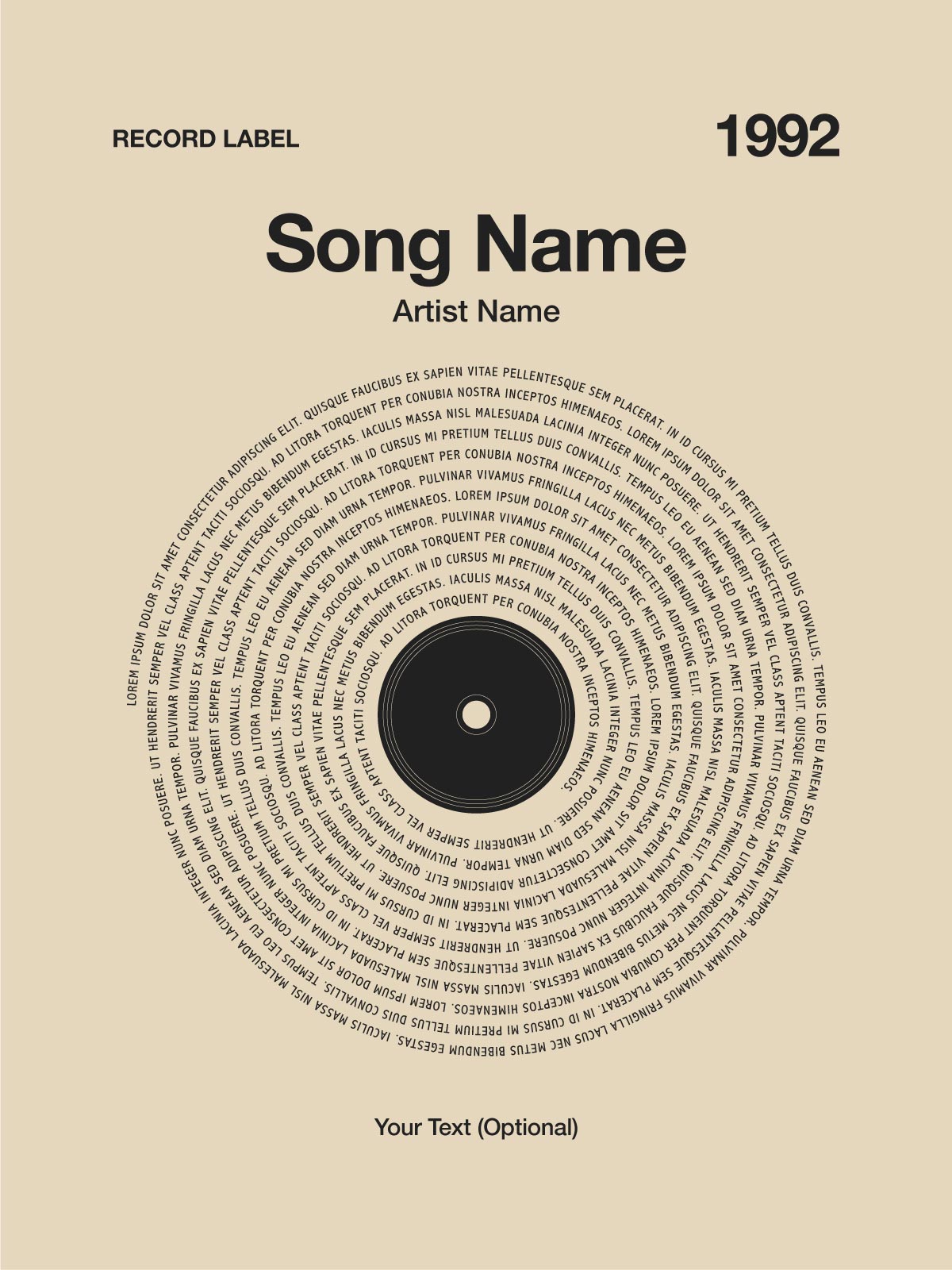 Custom Vinyl Lyrics Print – Sand
