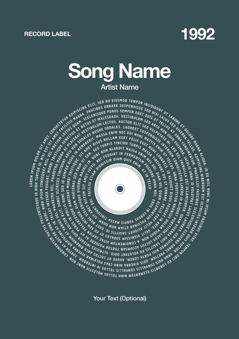Custom Vinyl Lyrics Print – Deep Teal