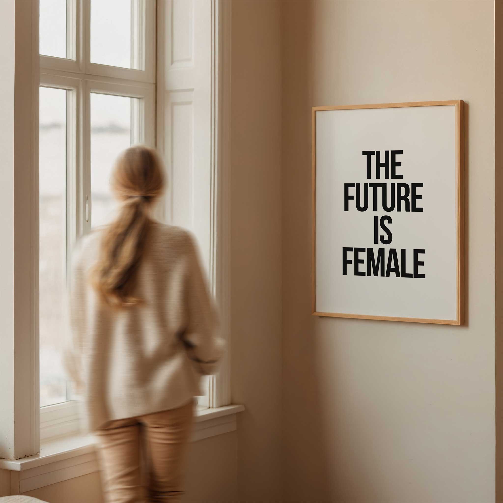 The Future Is Female' empowering typography, modern wall art for an equality aesthetic, titled 'The Future Is Female'