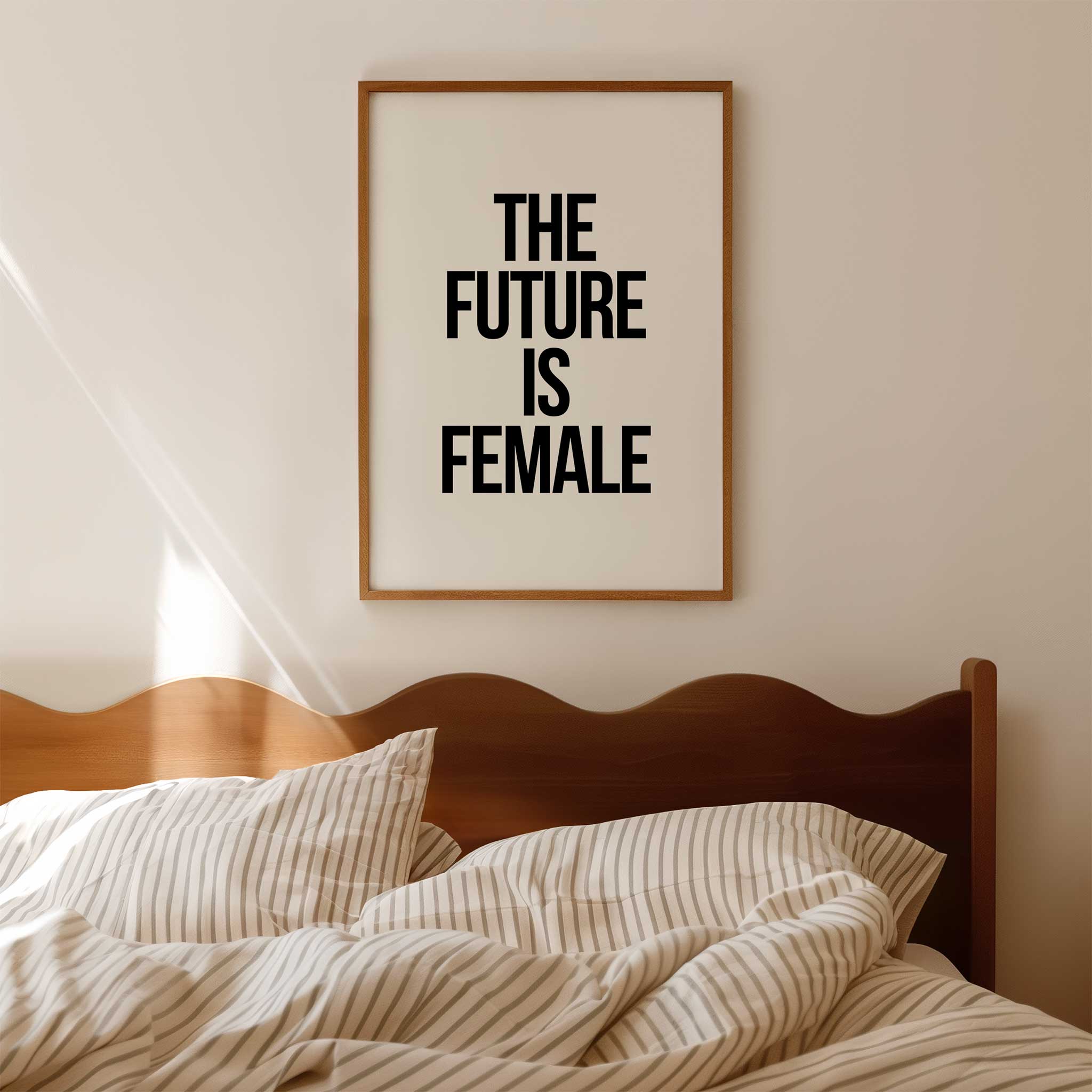 The Future Is Female' empowering typography, modern wall art for an equality aesthetic, titled 'The Future Is Female'