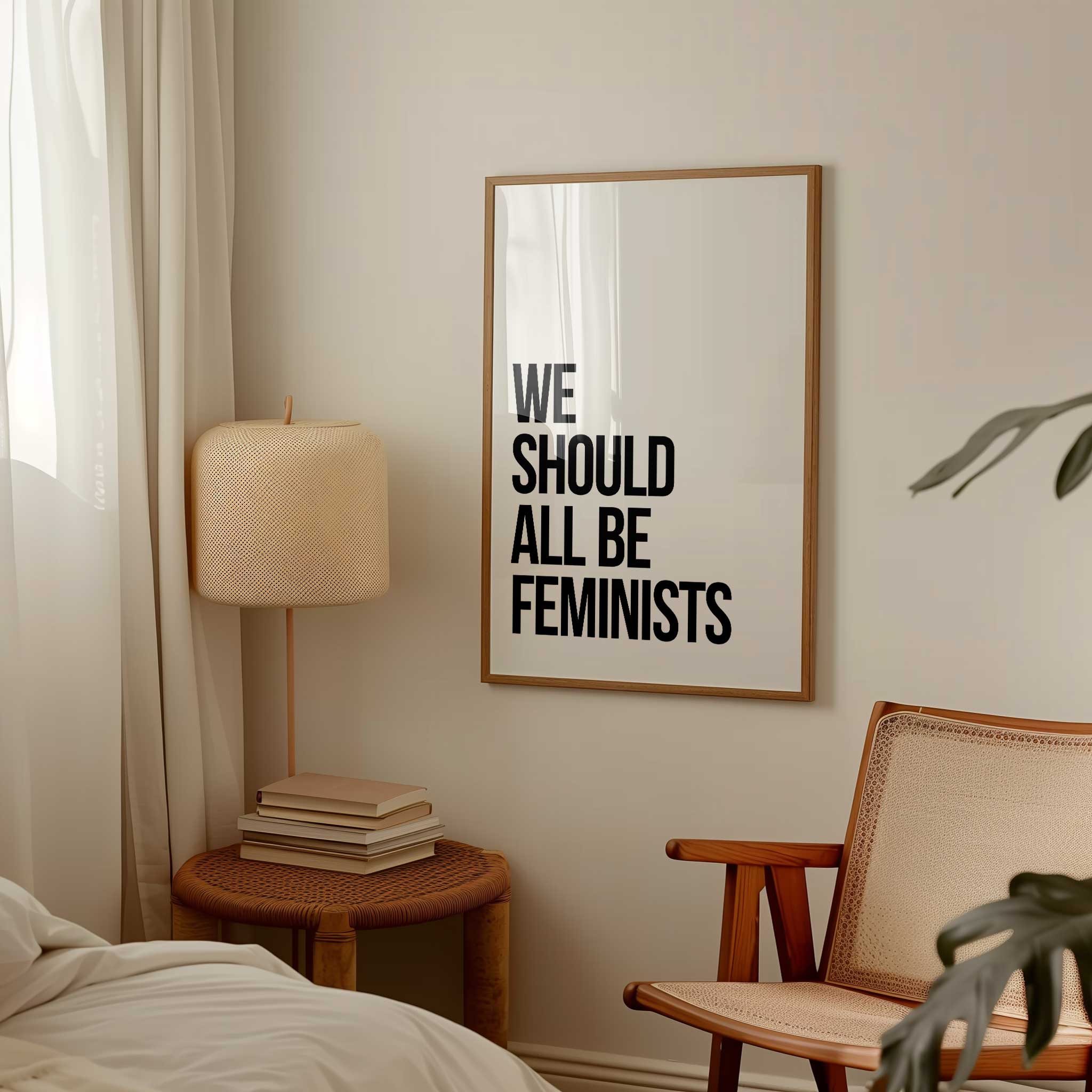 We Should All Be Feminists' powerful typography, minimalist wall art for a justice aesthetic, titled 'We Should All Be Feminists'