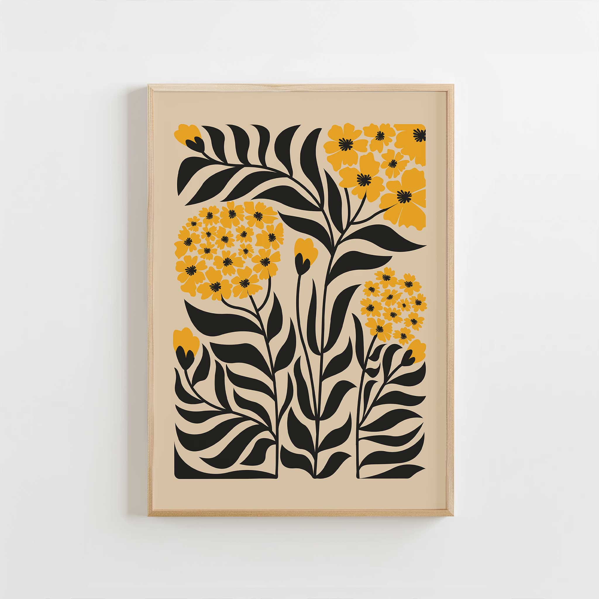 Vibrant floral art print of a golden yellow bloom, modern botanical decor titled 'Golden Bloom'.