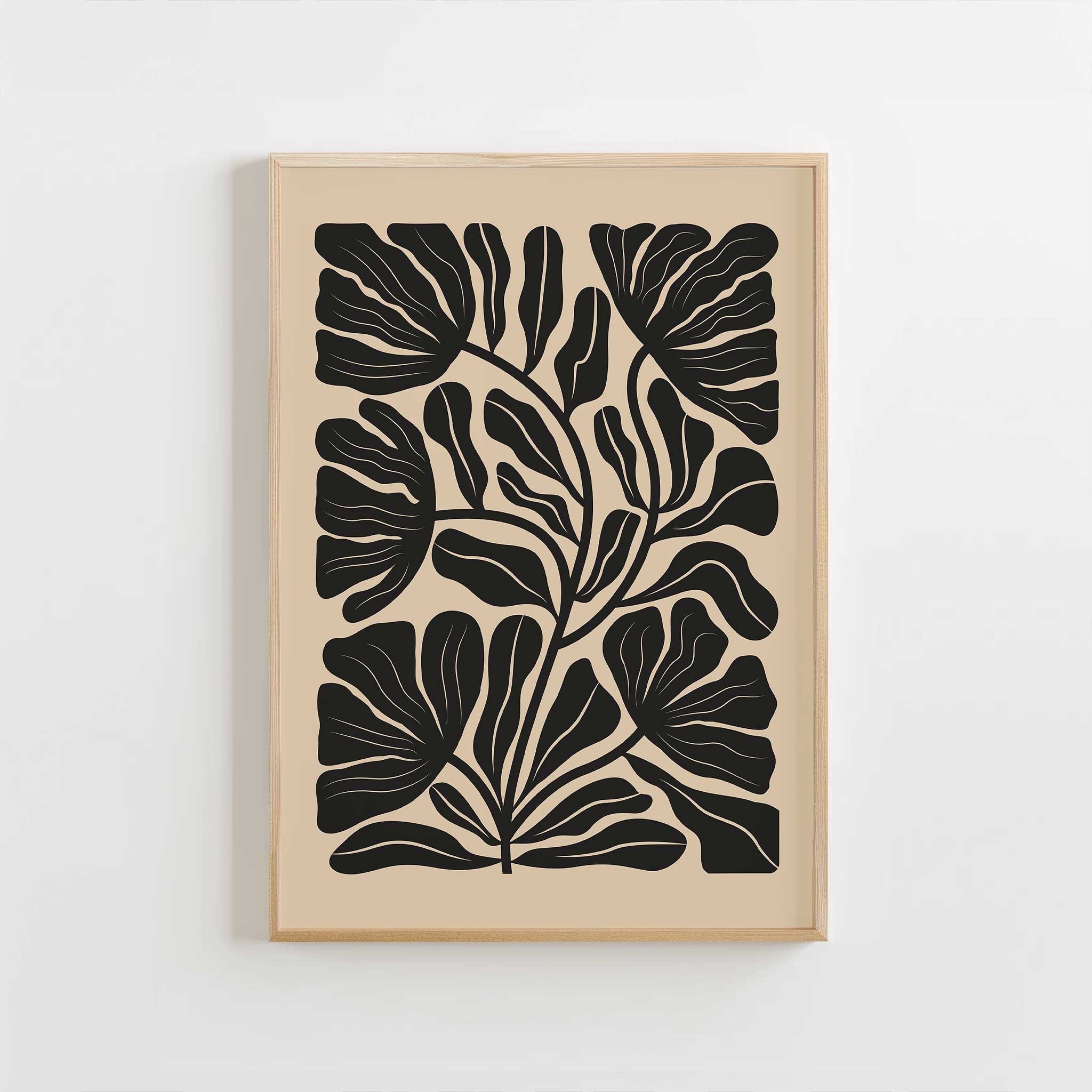 A soft, flowing floral silhouette in a minimalist style, serene art print titled 'Petal Drift'.