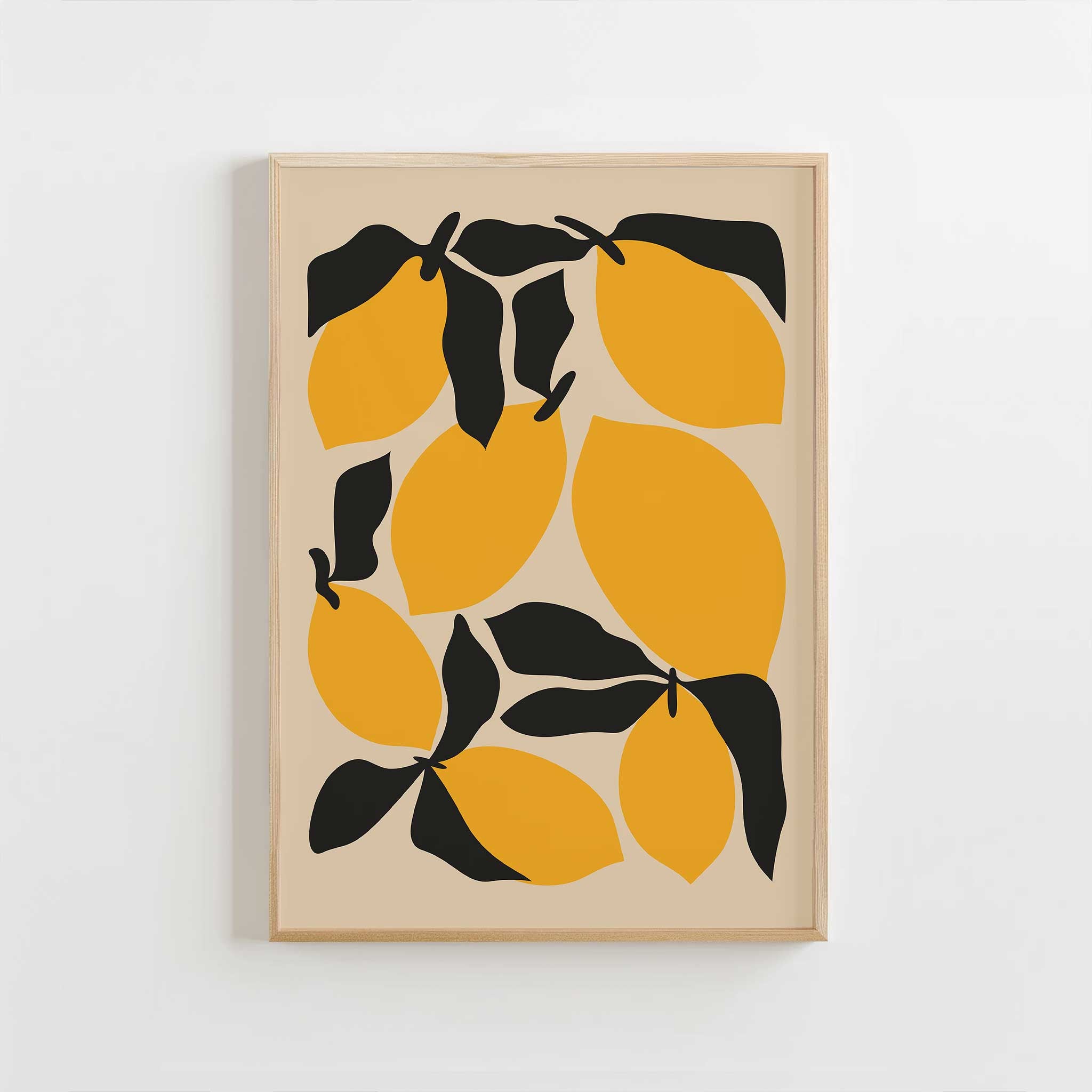 Bold and playful modern art print of a lemon, titled 'Citrus Pop', perfect for kitchen wall decor.