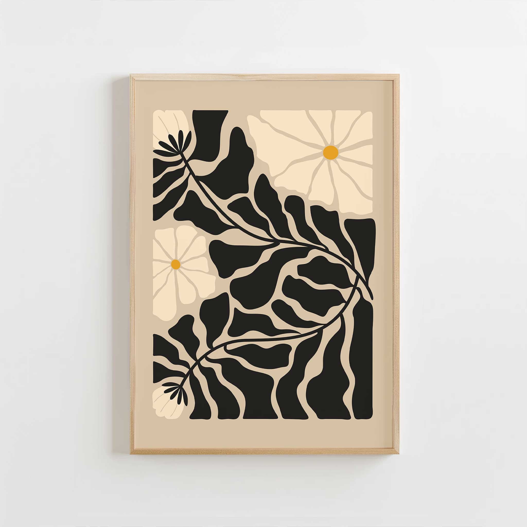 A serene, layered composition of delicate floral petals and winding stems, titled 'Meadow Veins'.