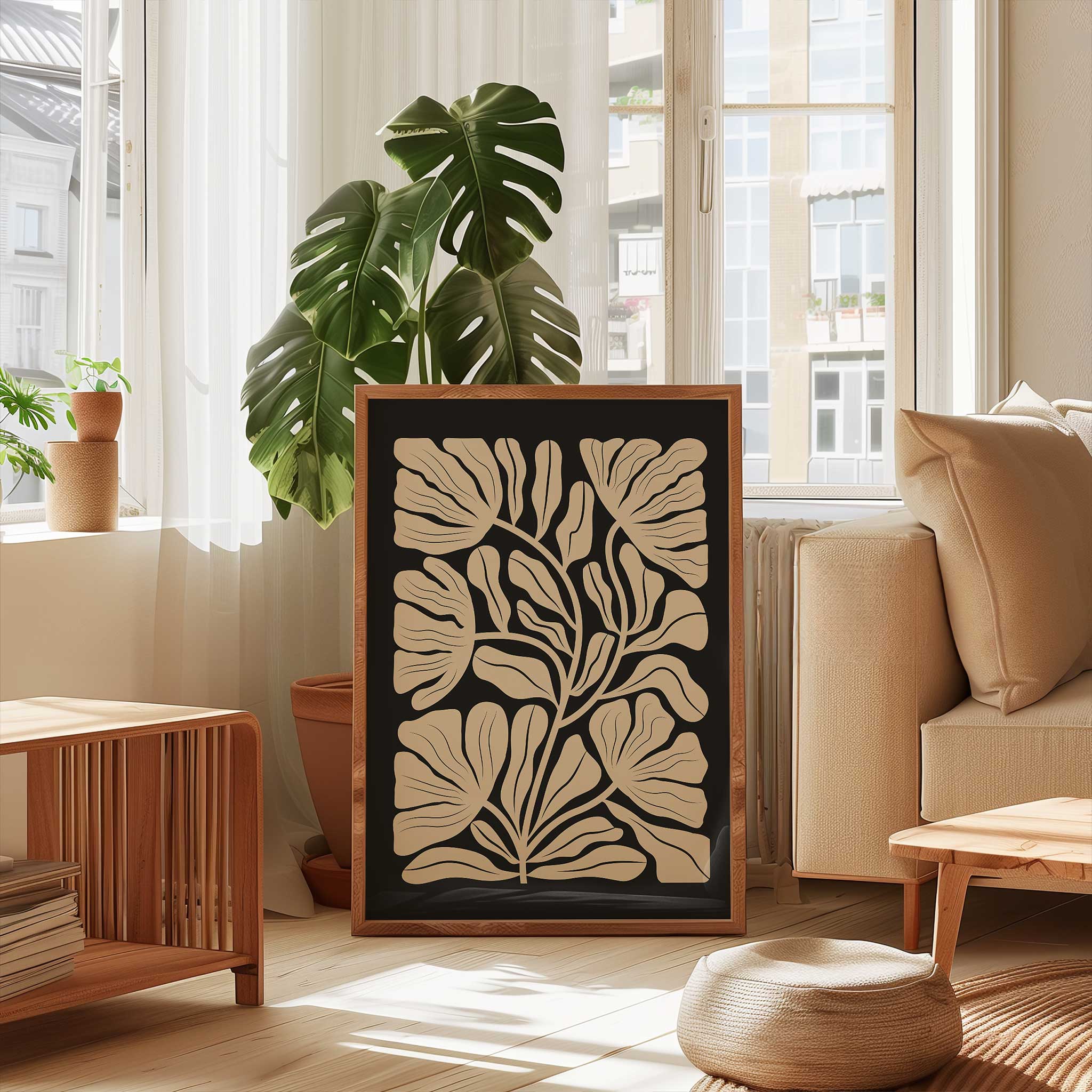 Elegant and delicate floral line art in a light color, contrasting against a solid black background.