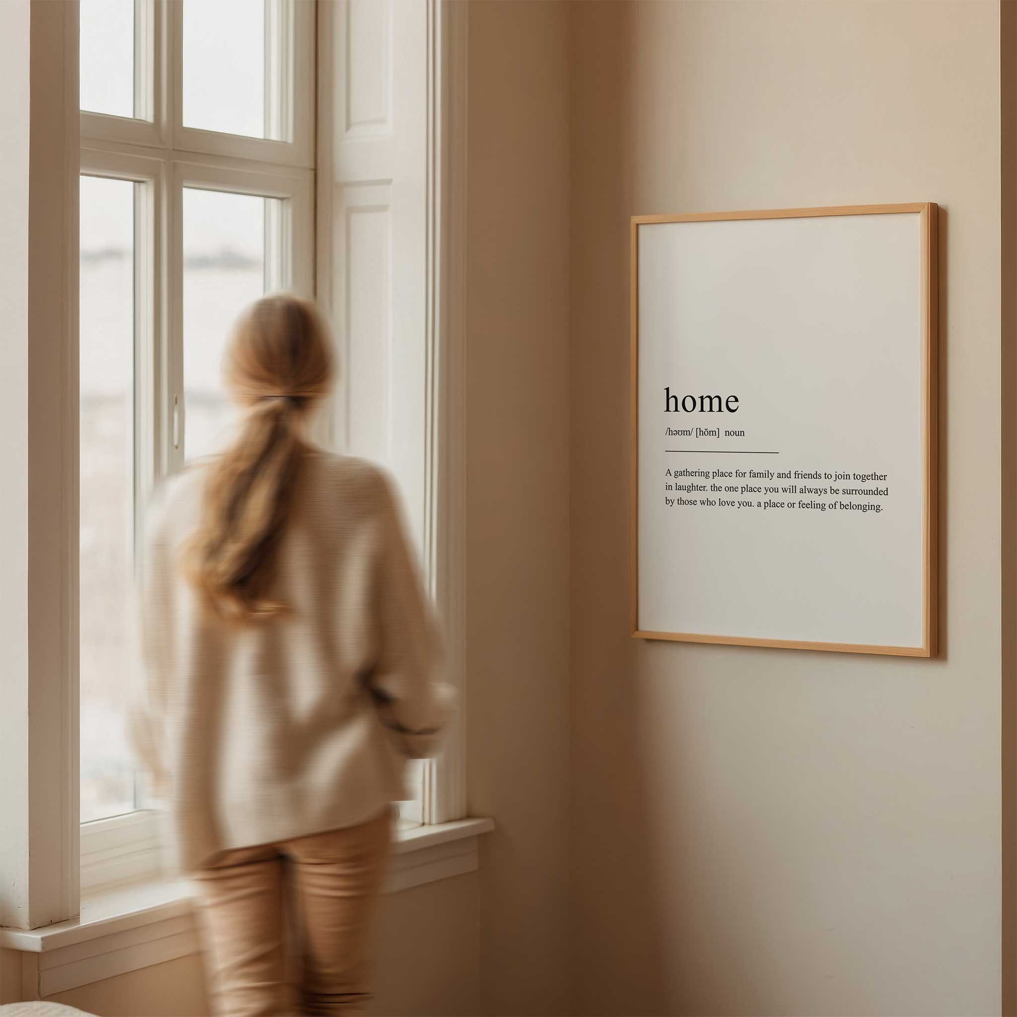 Home Definition' typography, meaningful modern wall decor print for a loving home, titled 'Home Definition'