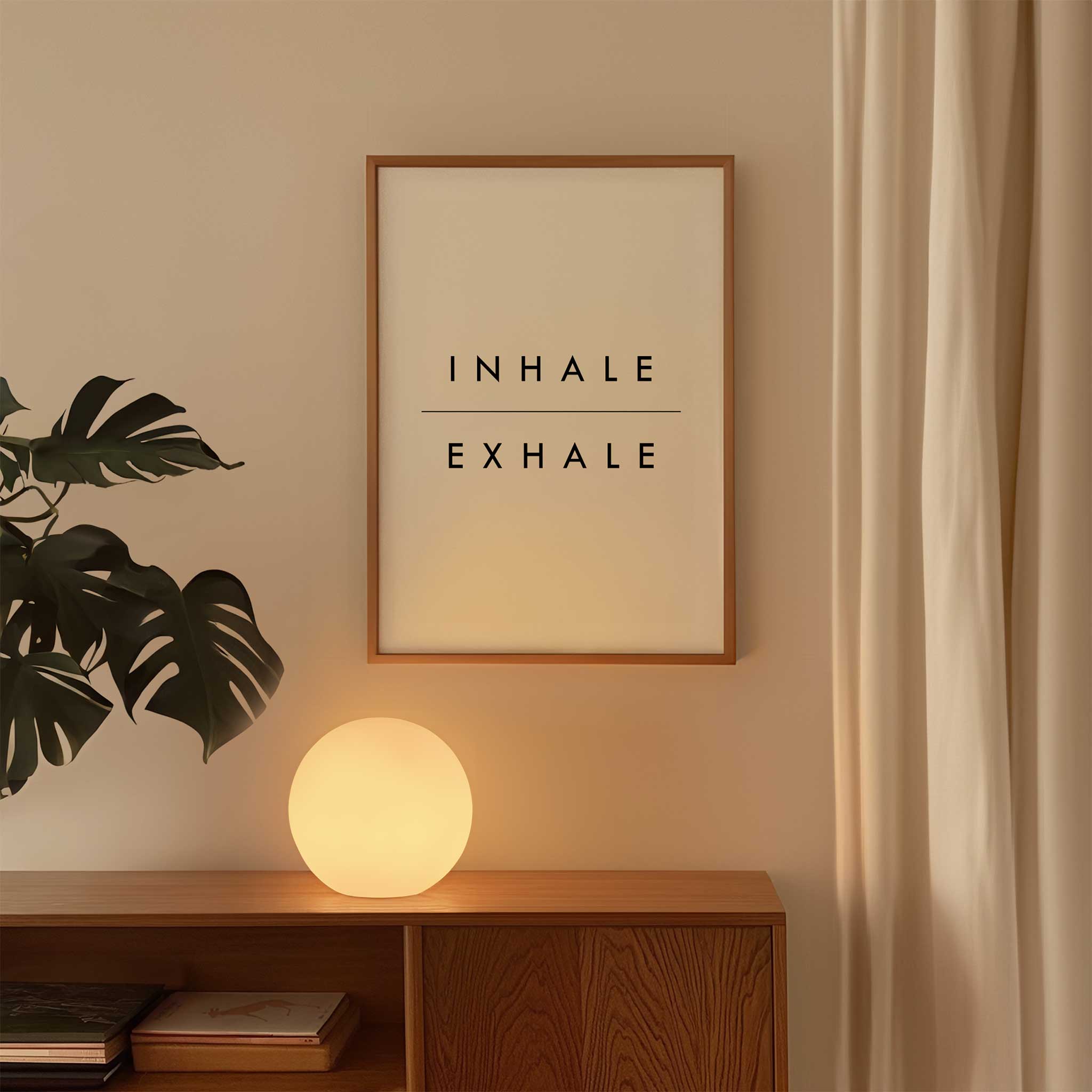 Inhale Exhale Poster' calming typography, wall art for living room balance aesthetic, titled 'Inhale Exhale Poster'
