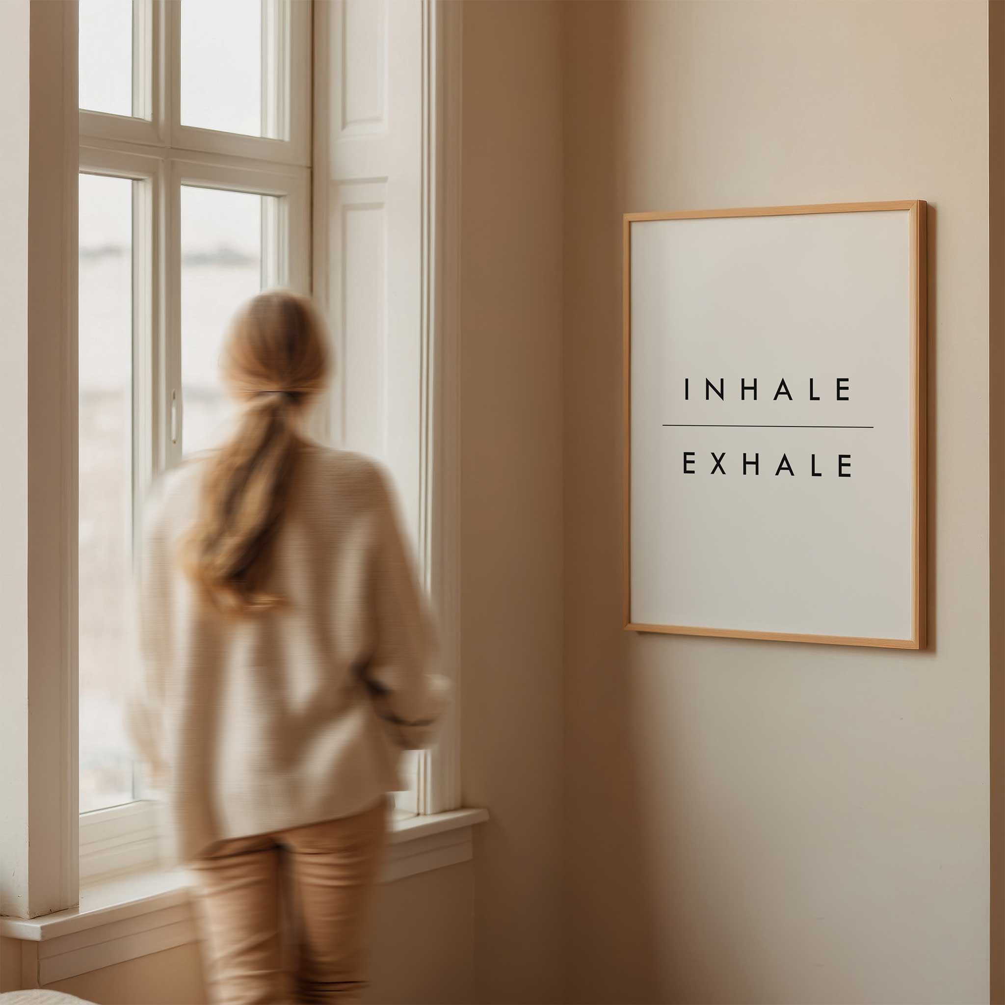 Inhale Exhale Poster' calming typography, wall art for living room balance aesthetic, titled 'Inhale Exhale Poster'