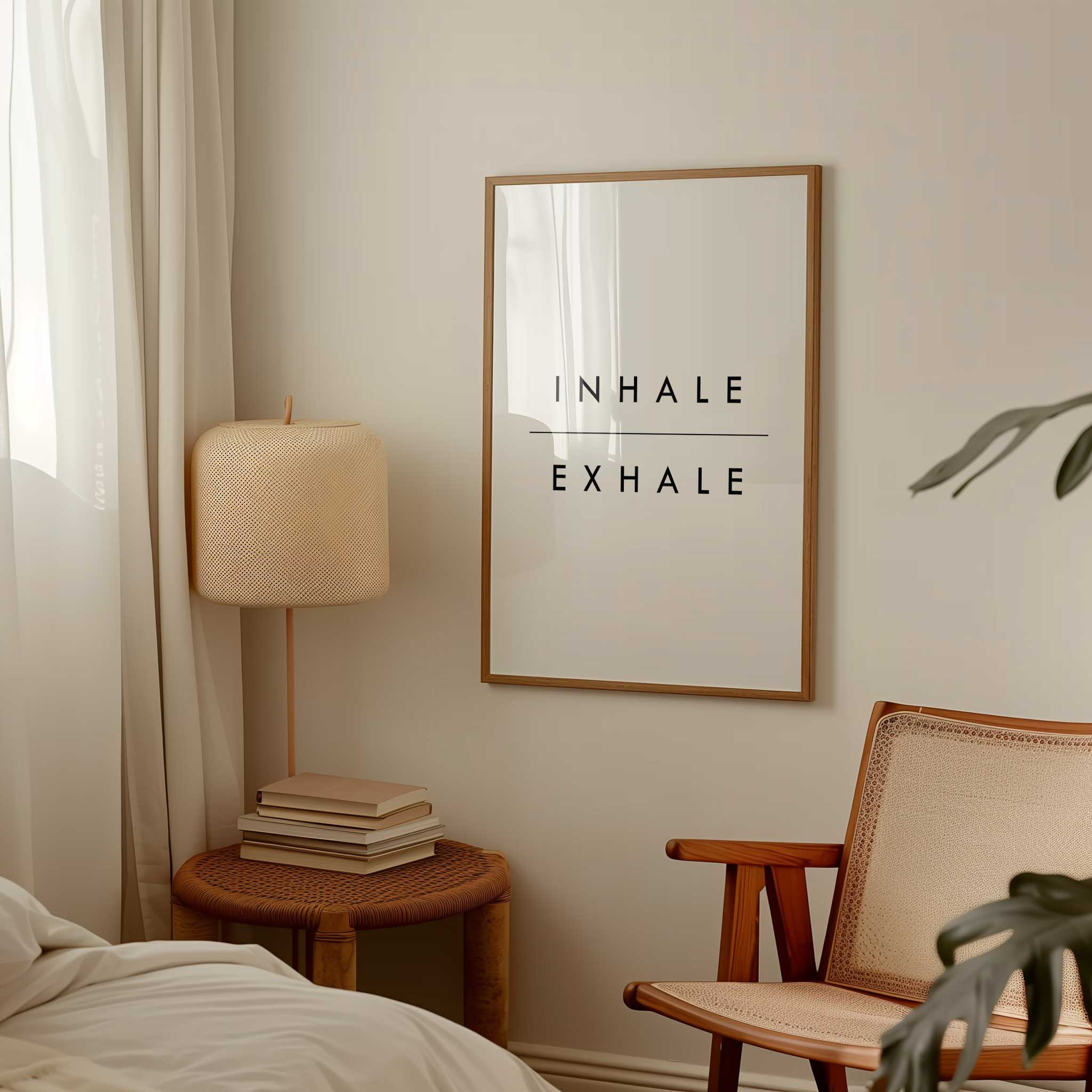 Inhale Exhale Poster' calming typography, wall art for living room balance aesthetic, titled 'Inhale Exhale Poster'
