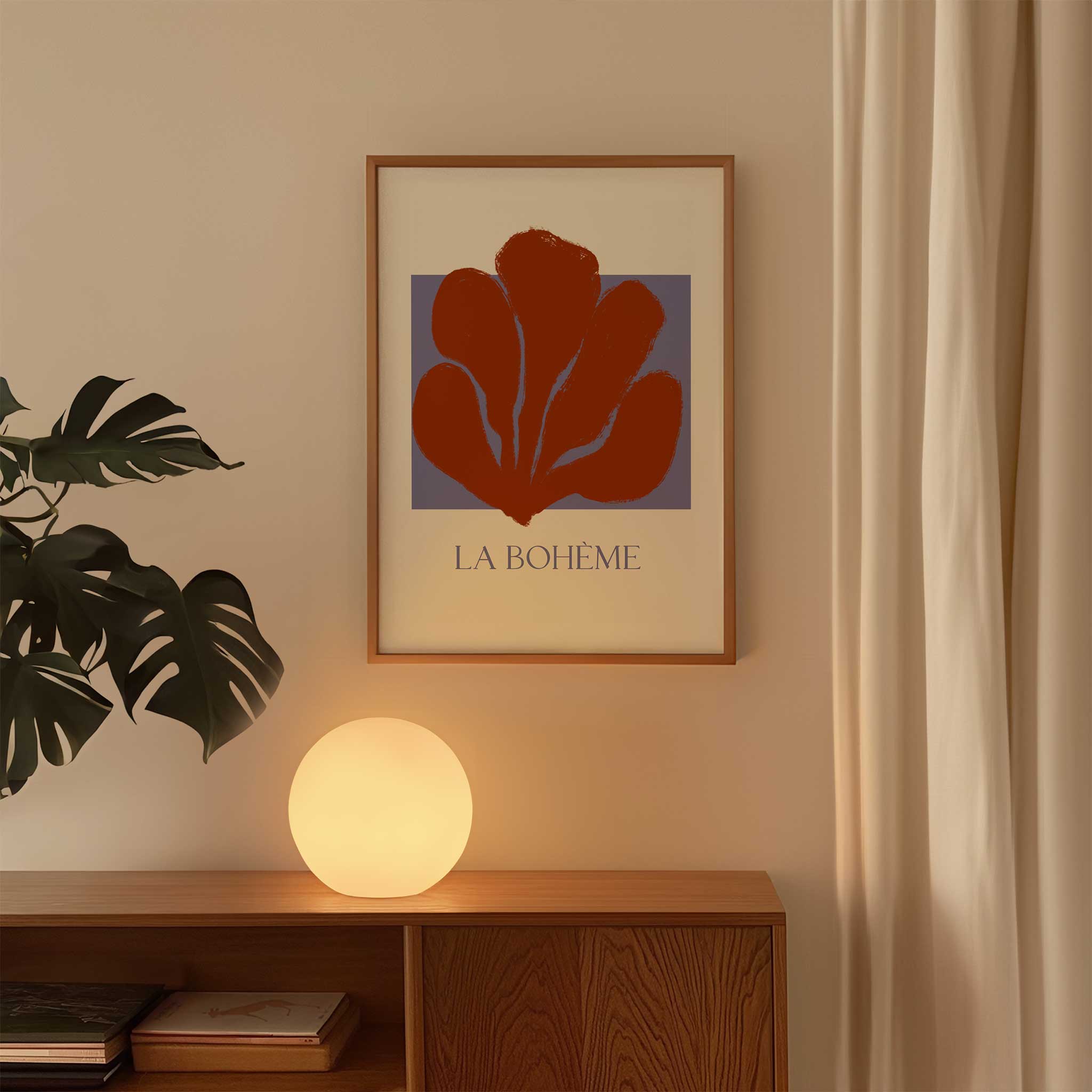 Earthy terracotta abstract 'Solace in Terra', boho minimalist print for serene bedroom decor, titled 'Solace in Terra'