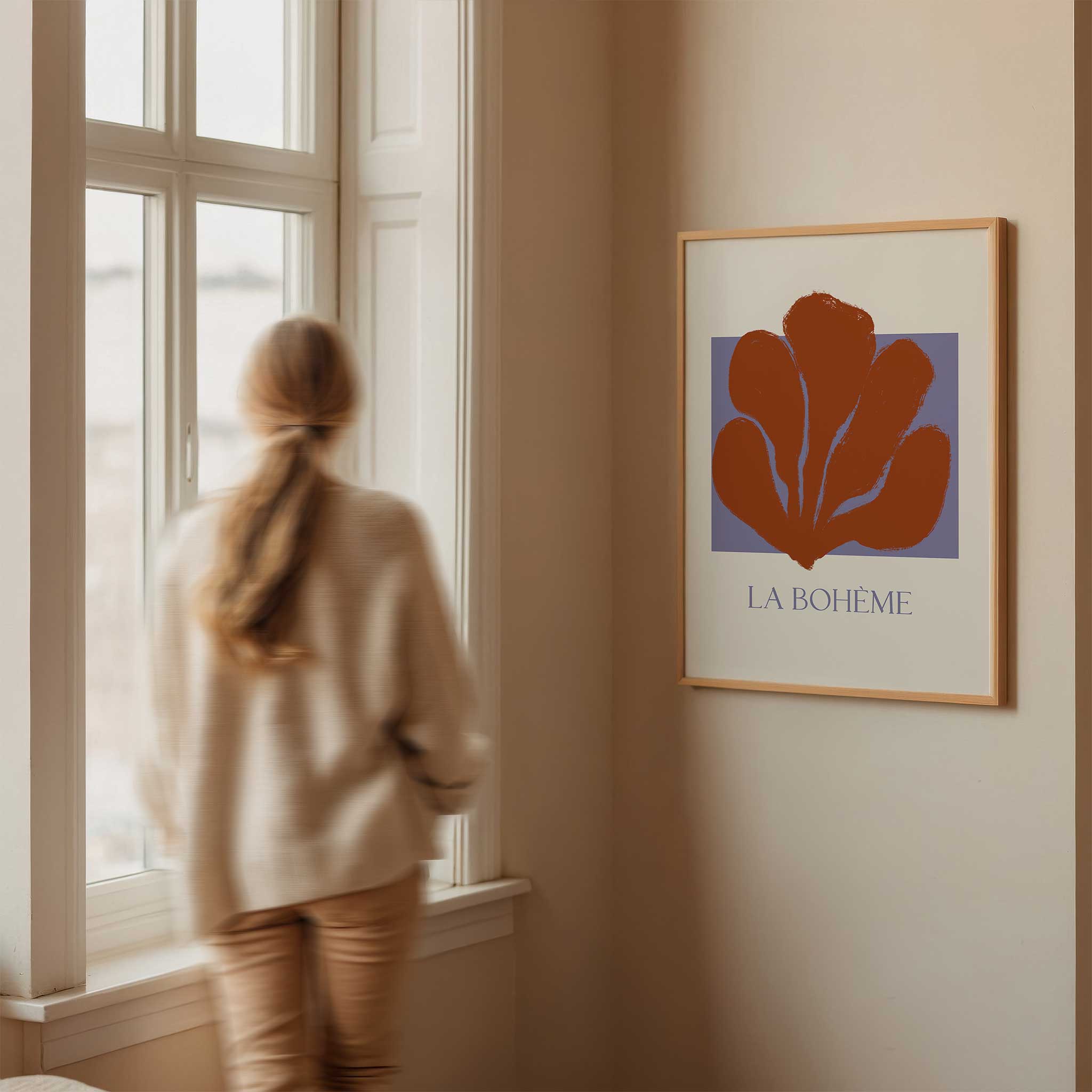 Earthy terracotta abstract 'Solace in Terra', boho minimalist print for serene bedroom decor, titled 'Solace in Terra'
