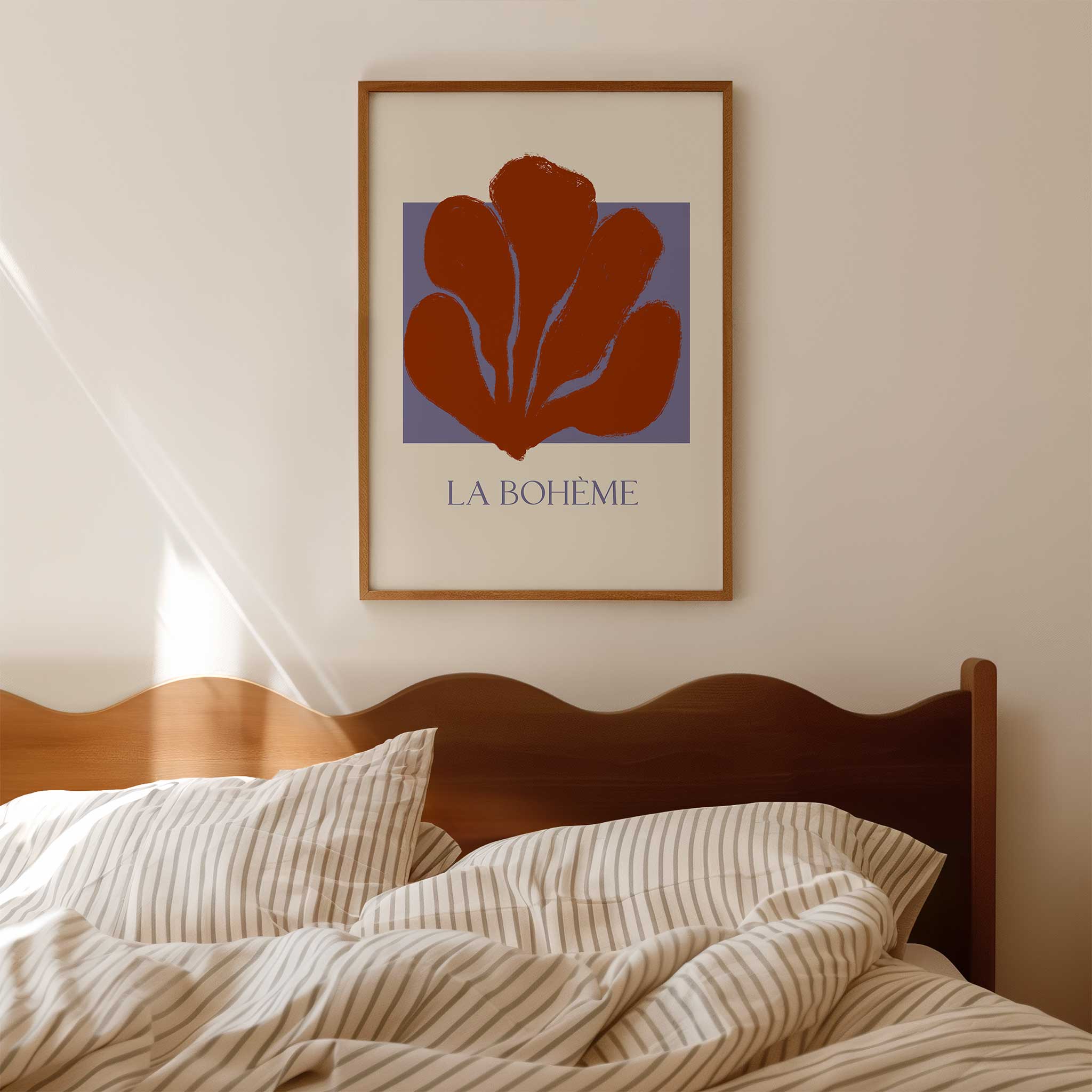 Earthy terracotta abstract 'Solace in Terra', boho minimalist print for serene bedroom decor, titled 'Solace in Terra'
