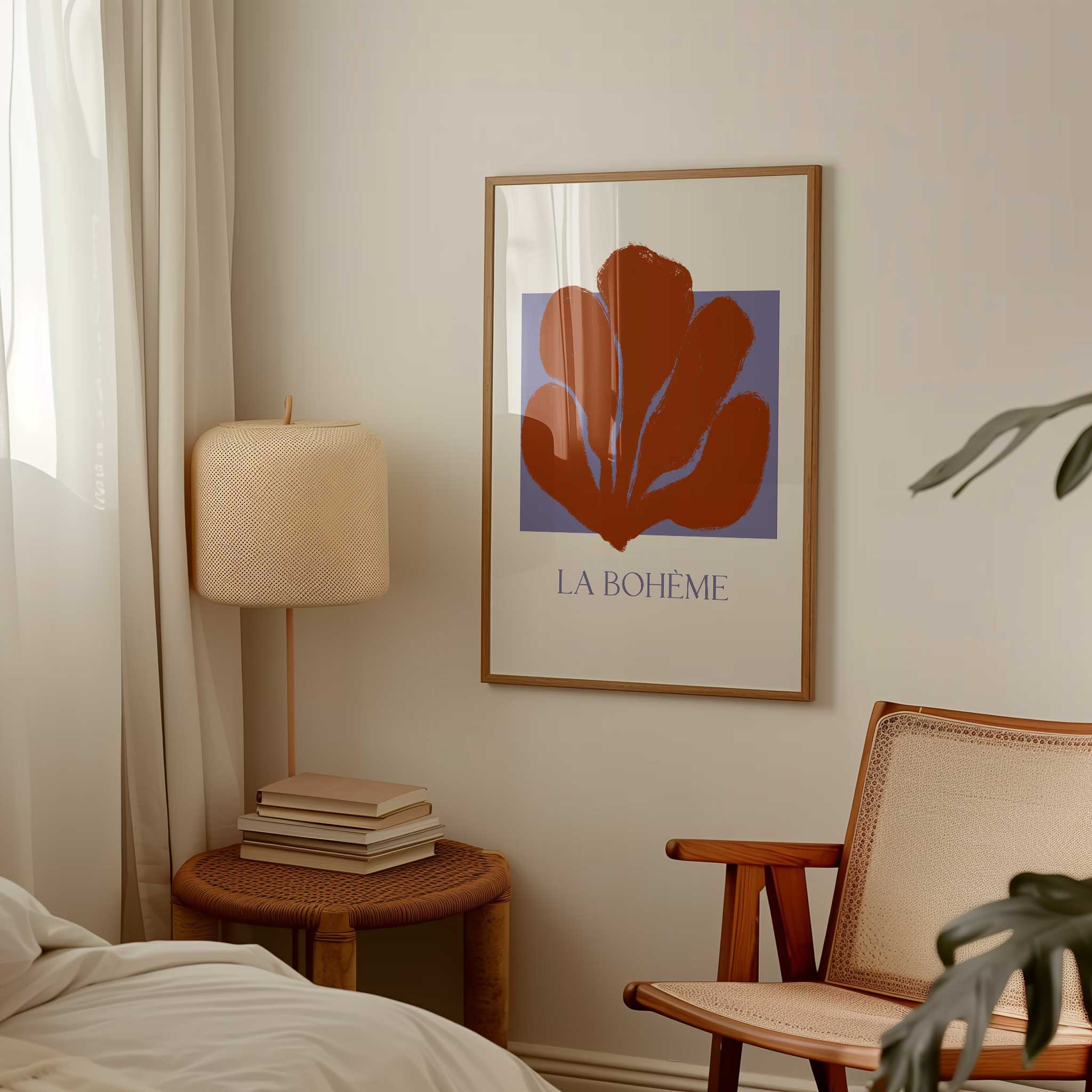 Earthy terracotta abstract 'Solace in Terra', boho minimalist print for serene bedroom decor, titled 'Solace in Terra'