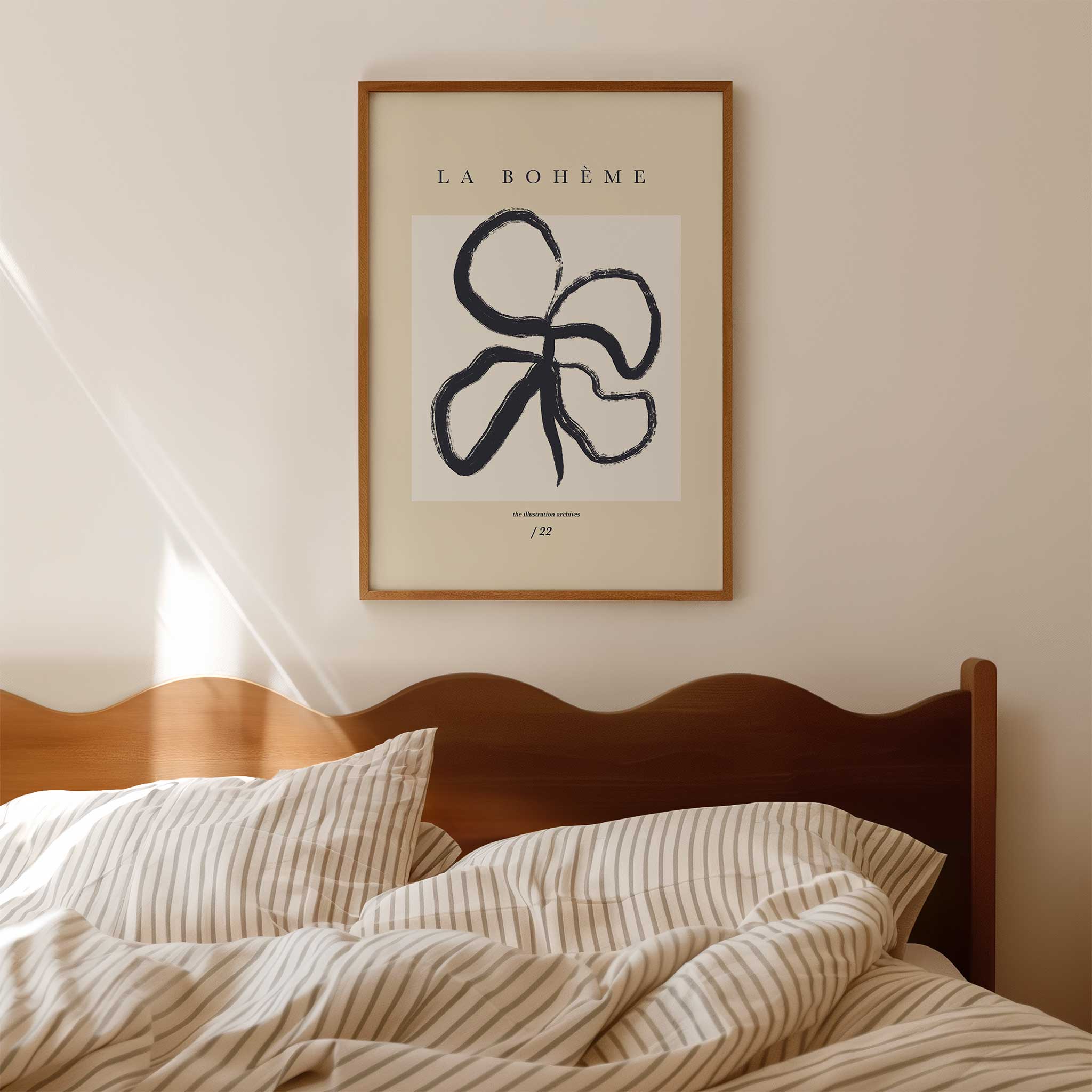 Black brushstroke abstract floral 'Boheme Bloom No.1', striking aesthetic canvas print style, titled 'Boheme Bloom No.1'