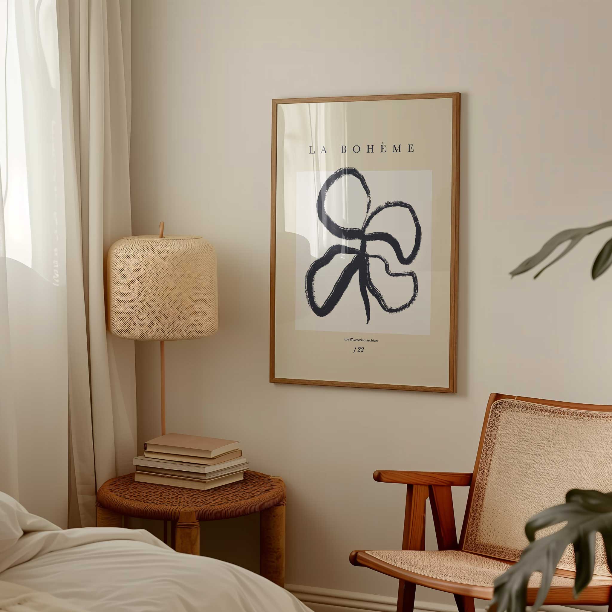 Black brushstroke abstract floral 'Boheme Bloom No.1', striking aesthetic canvas print style, titled 'Boheme Bloom No.1'