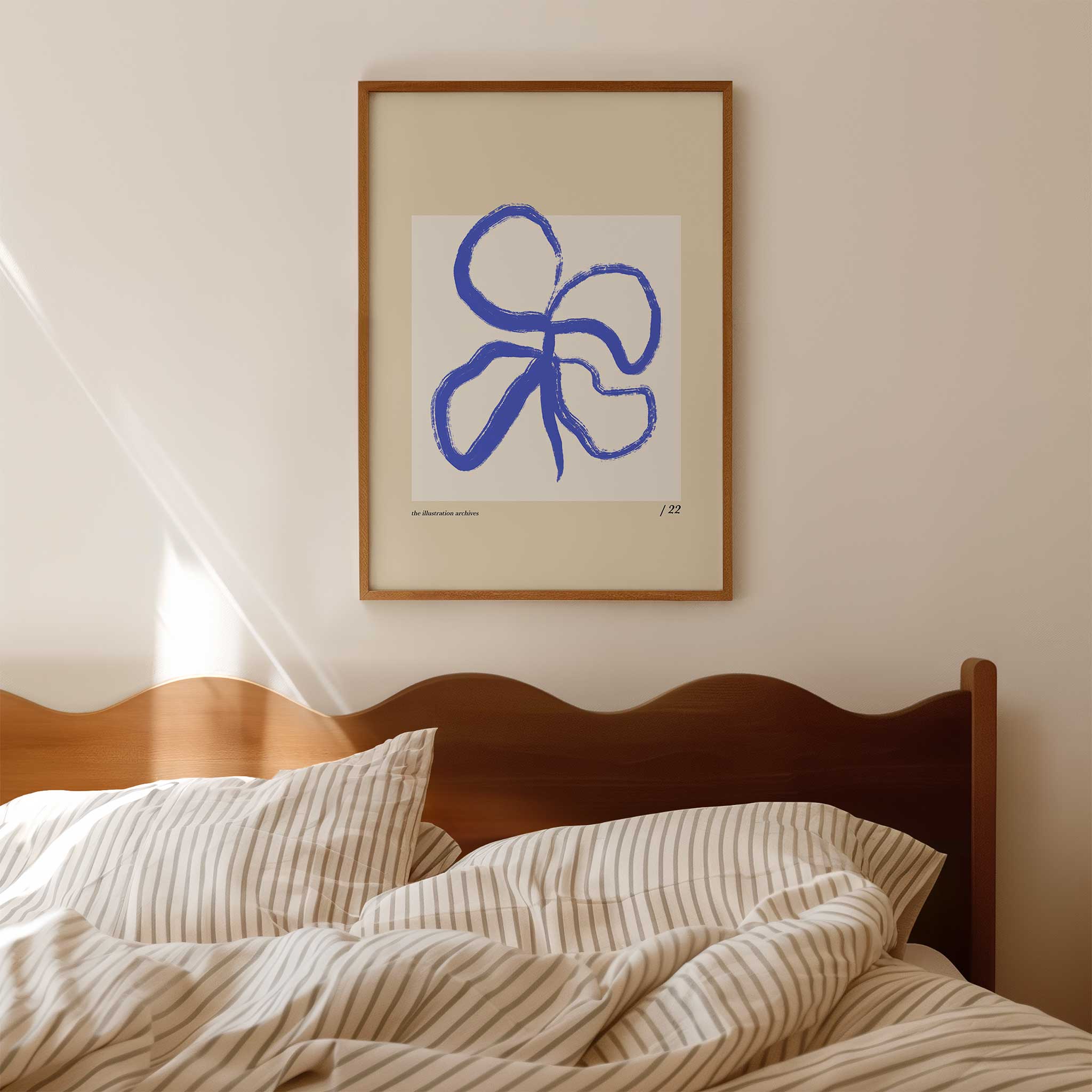 Cobalt blue free-form floral 'Boheme Bloom No.2', framed abstract print for an airy aesthetic, titled 'Boheme Bloom No.2'