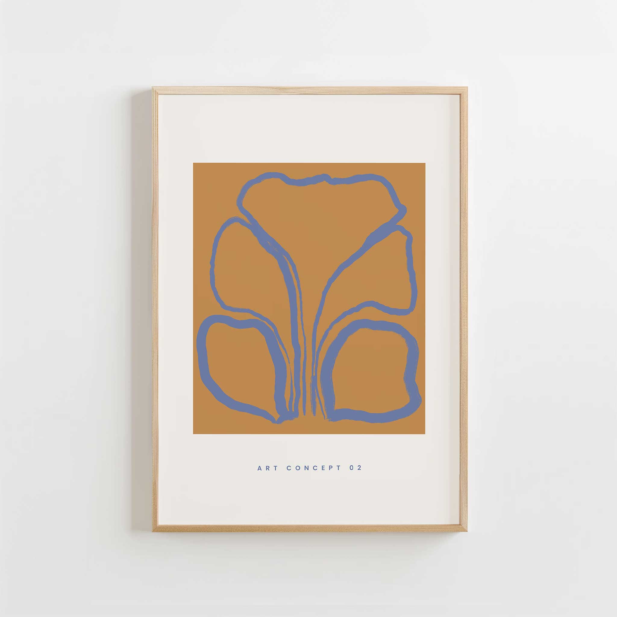 Terracotta & lilac abstract floral 'Terracotta Bloom', minimalist print for boho aesthetic decor, titled 'Terracotta Bloom'