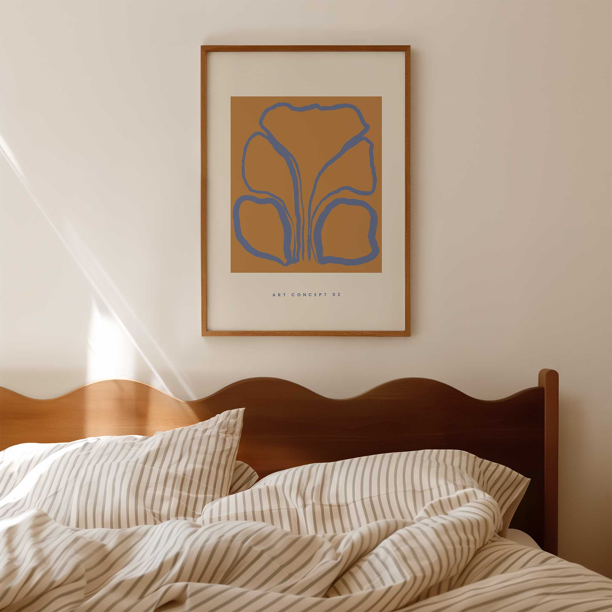 Terracotta & lilac abstract floral 'Terracotta Bloom', minimalist print for boho aesthetic decor, titled 'Terracotta Bloom'