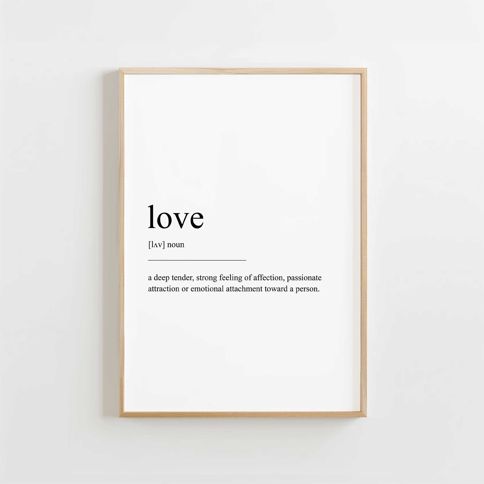 Love Definition Print' (connection) typography, romantic modern wall art for an aesthetic bedroom, titled 'Love Definition Print'